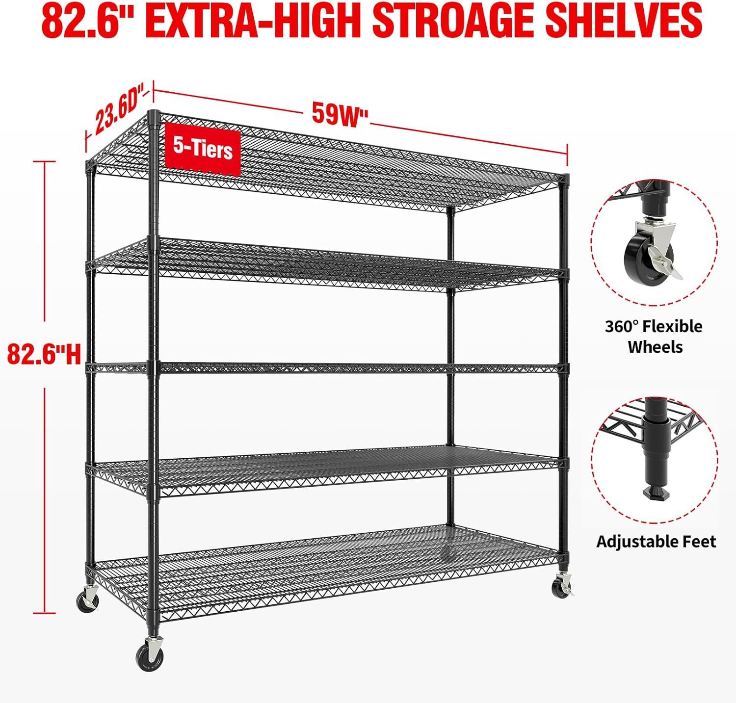 GarveeMore Schwerlastregal 1500 Kg Rollregal, Metallregal Mit Rädern Und Fü günstig online kaufen