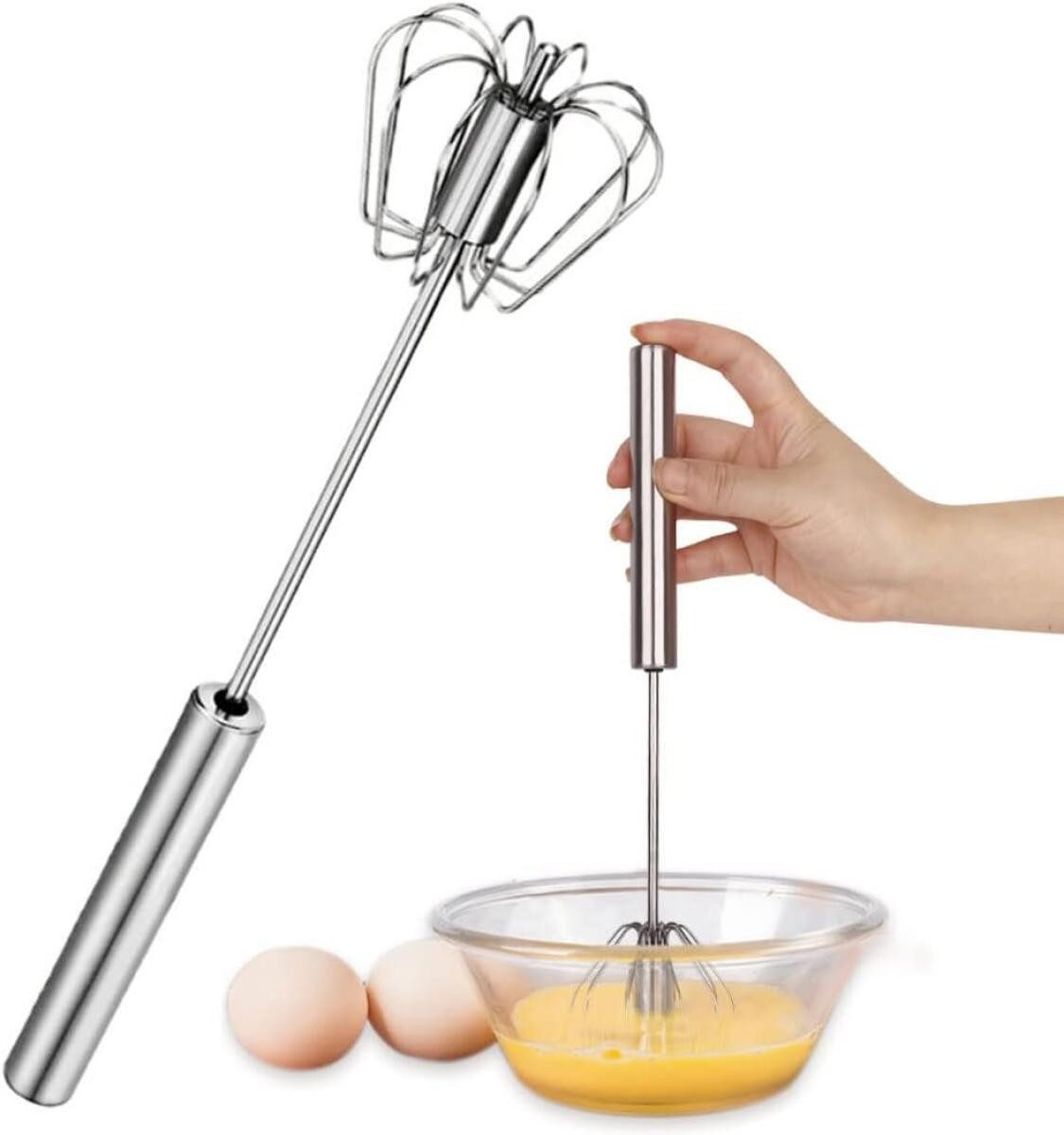 FELIXLEO Schneebesen Halbautomatischer Schneebesen 12 Zoll Edelstahl Küchen Rührbesen