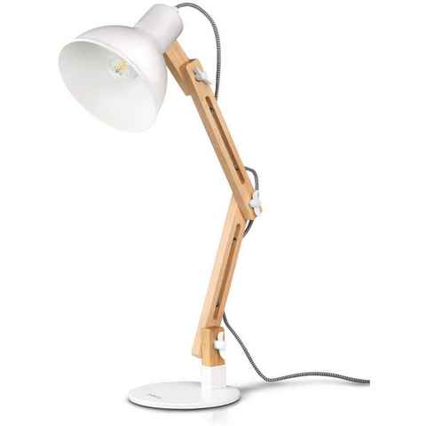 Tomons LED Schreibtischlampe LED Leselampe im Klassichen Holz-Design, LED fest integriert, Tageslichtweiß, skandinavischer Stil