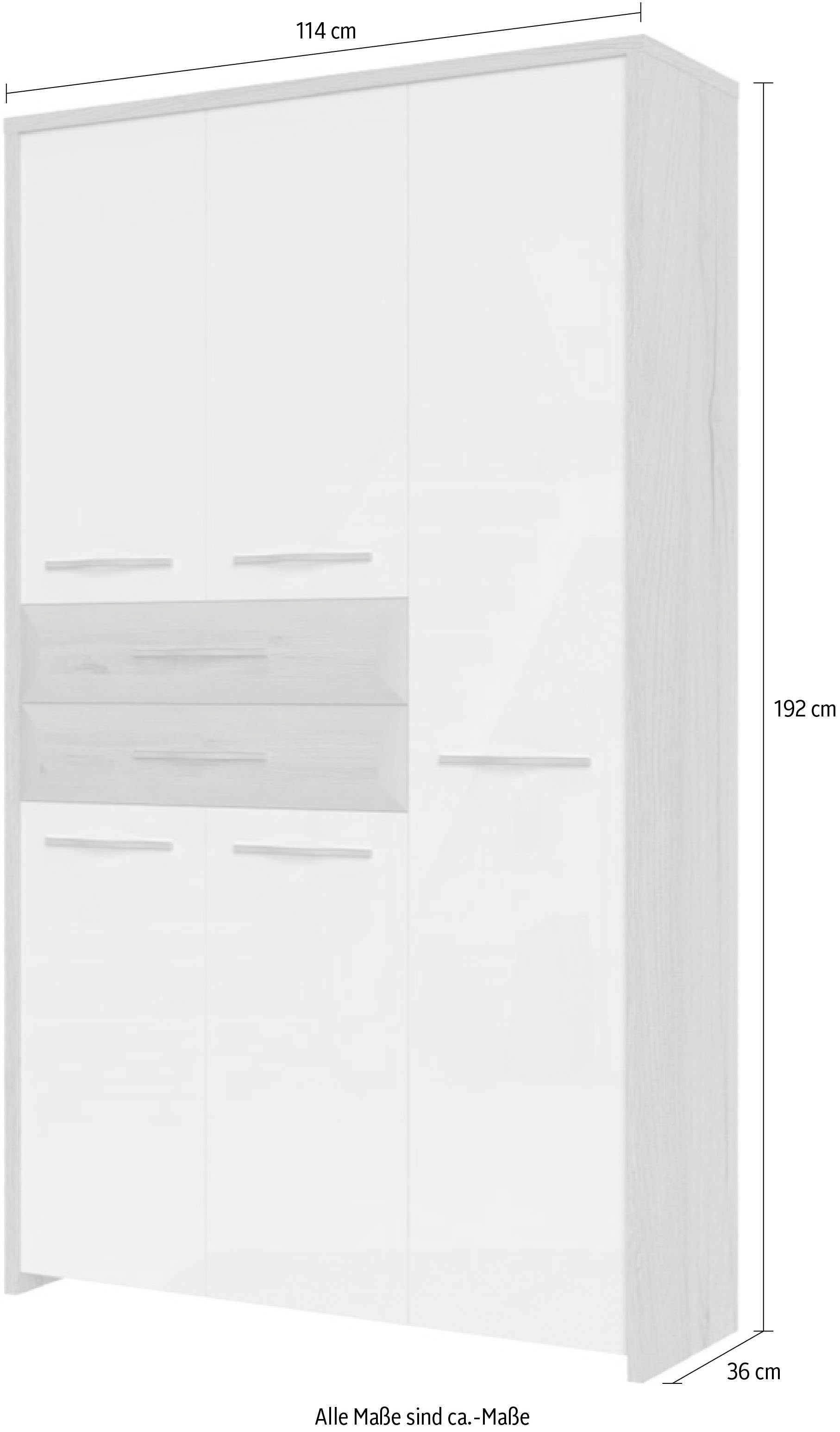 OTTO home Garderobenschrank Gala hochwertig UV lackiert, Soft-Close-Funktion, Höhe 192cm