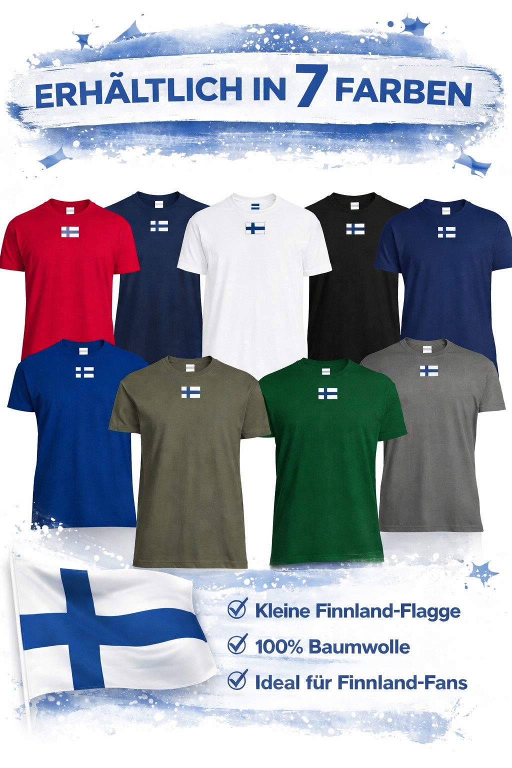 T-Shirt Herren Nation Finnland Finland Ukraine USA Army Armee Nato Peace