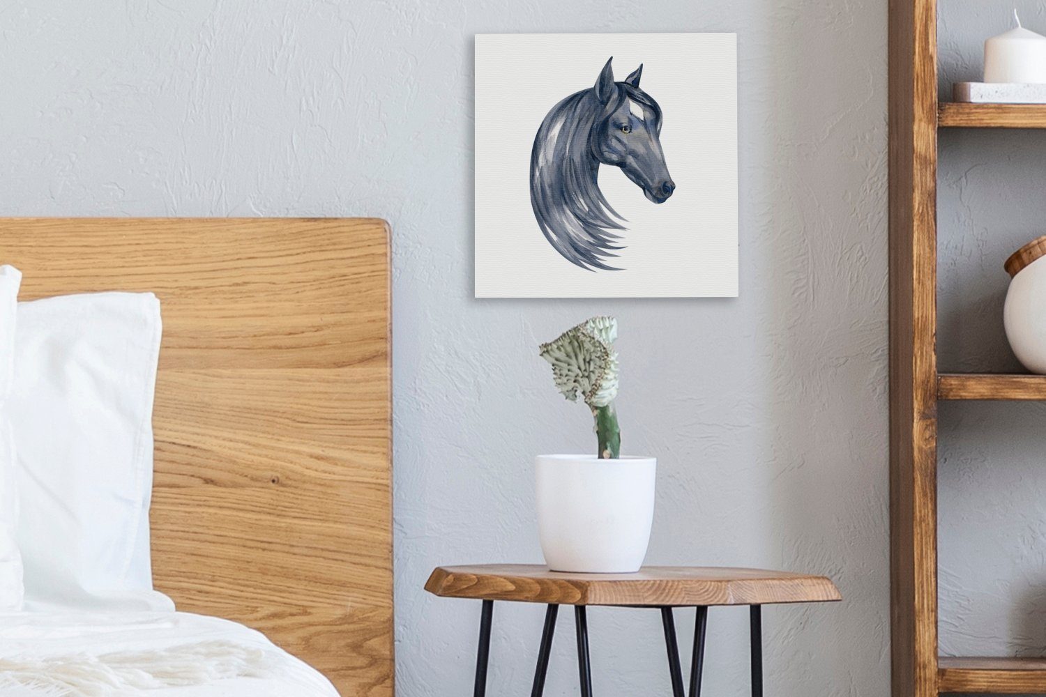OneMillionCanvasses® Leinwandbild Pferd - Aquarell Wohnzimmer - - Bilder Schlafzimmer Kopf St), für Kinder Mädchen Leinwand - - (1 Mädchen