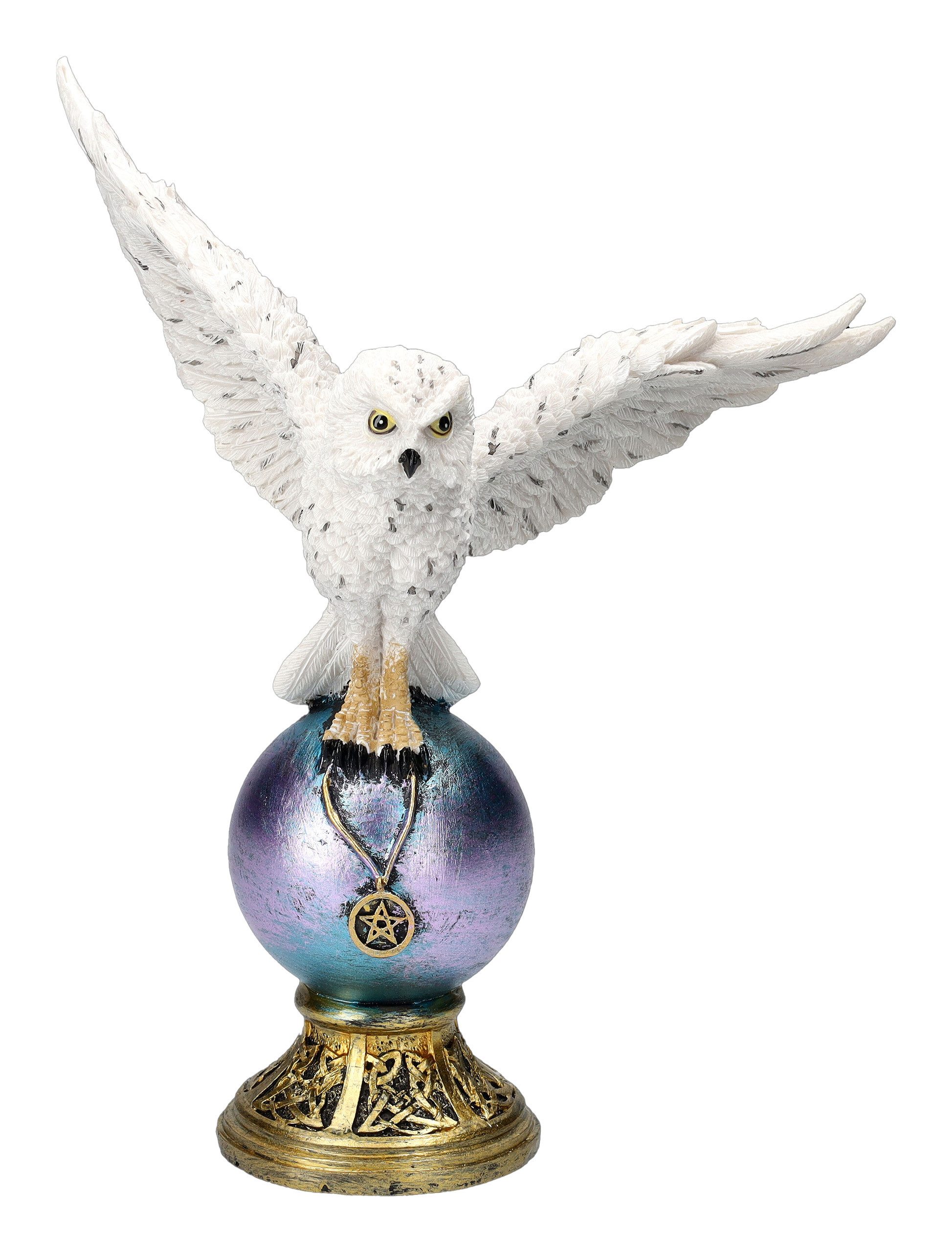 Figuren Shop GmbH Fantasy-Figur Eulenfigur mit Pentagrammkette - Magick Flight - Fantasy Dekofigur