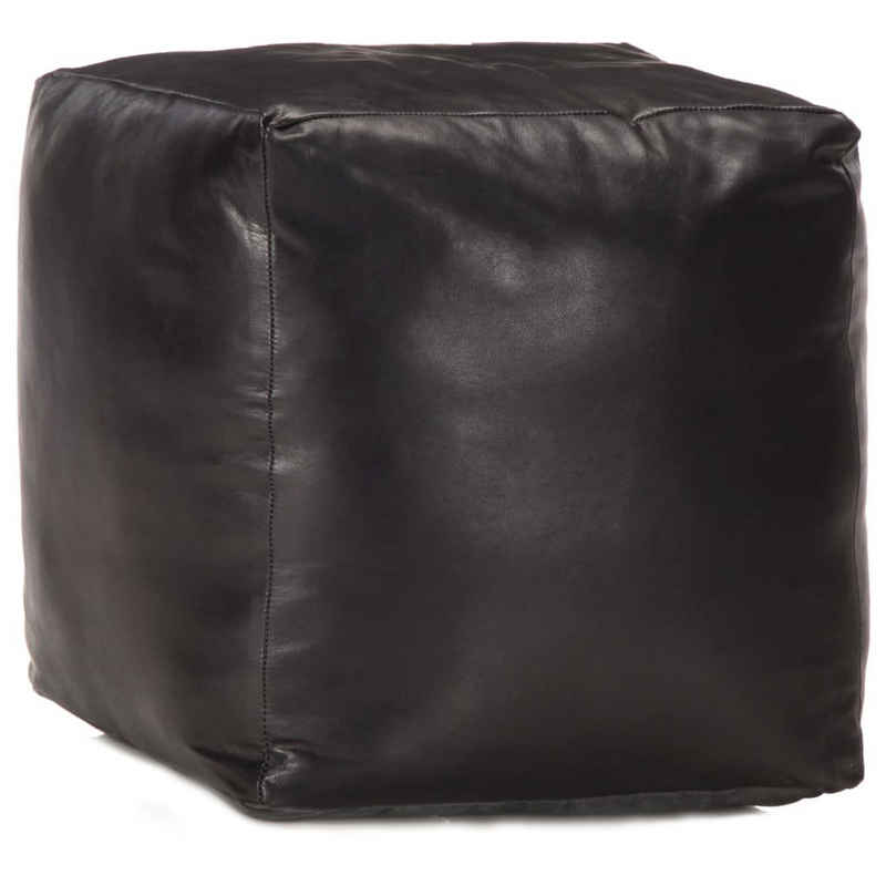 vidaXL Polsterhocker Pouf Schwarz 40 x 40 x 40 cm Echtes Ziegenleder (1 St)