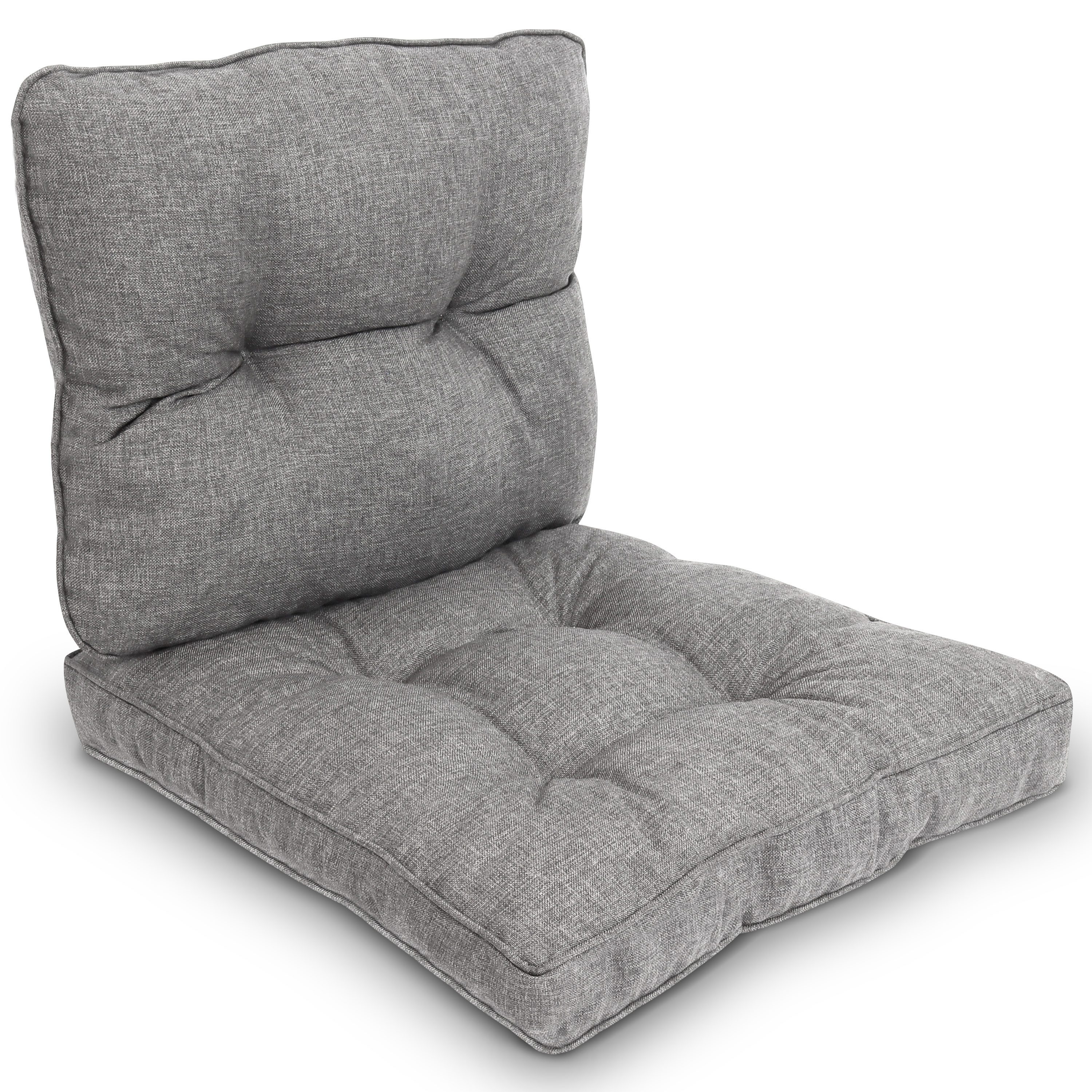 Beautissu Sitzkissen Outdoor Loungekissen Beauflair, 50x40cm, 50x50cm, Hellgrau, 50x40cm Rückenkissen 50x50cm Sitzkissen 10cm dick Polster Sitzauflage