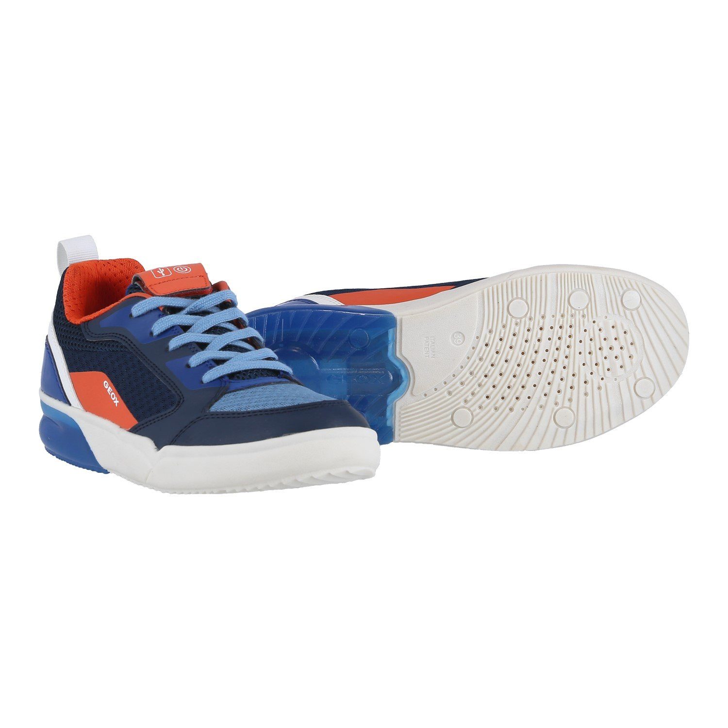 Geox Grayjay blau/orange/weiss Kinder Sneaker