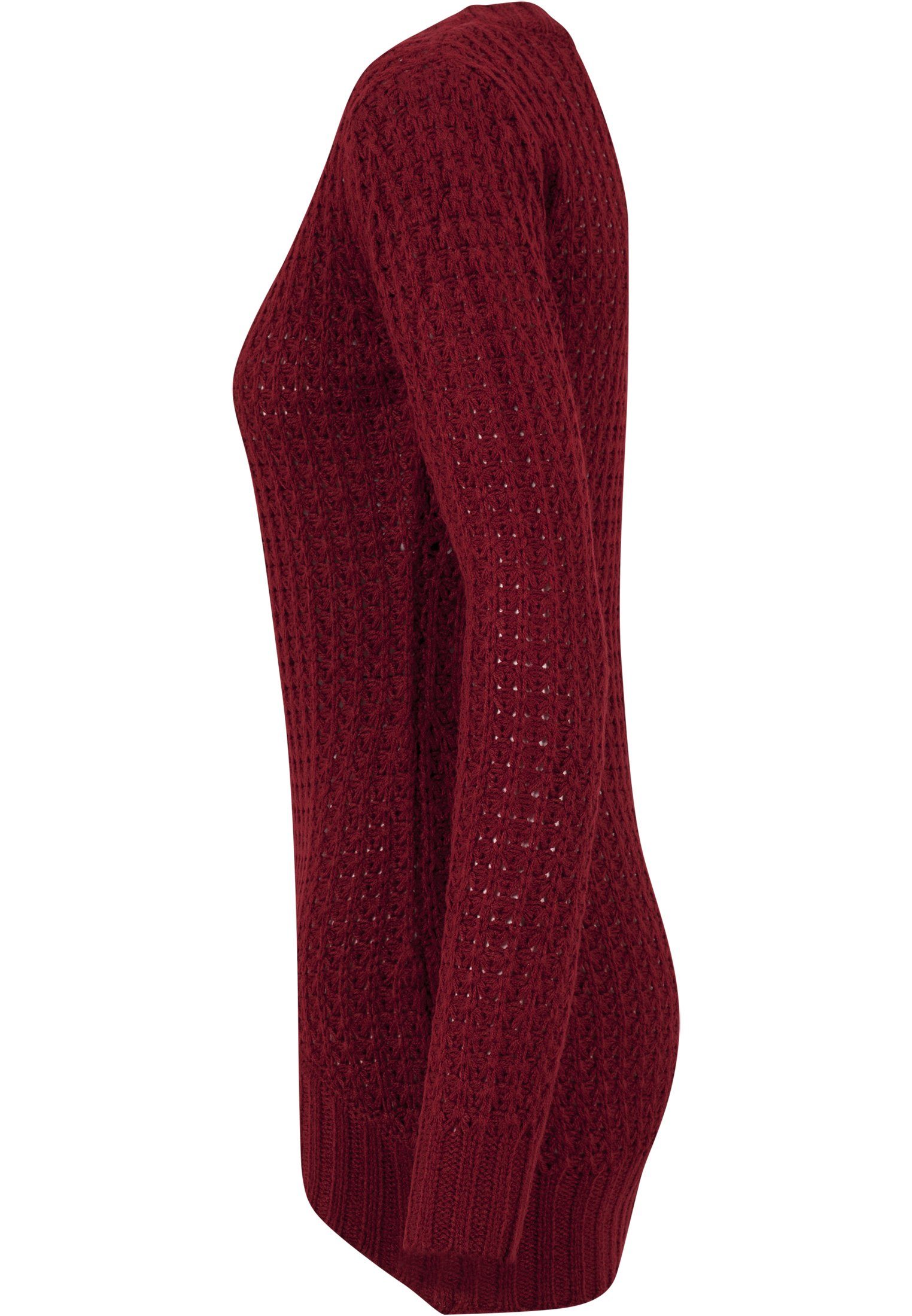 Long burgundy Ladies Damen Sweater CLASSICS Wideneck Kapuzenpullover URBAN (1-tlg)