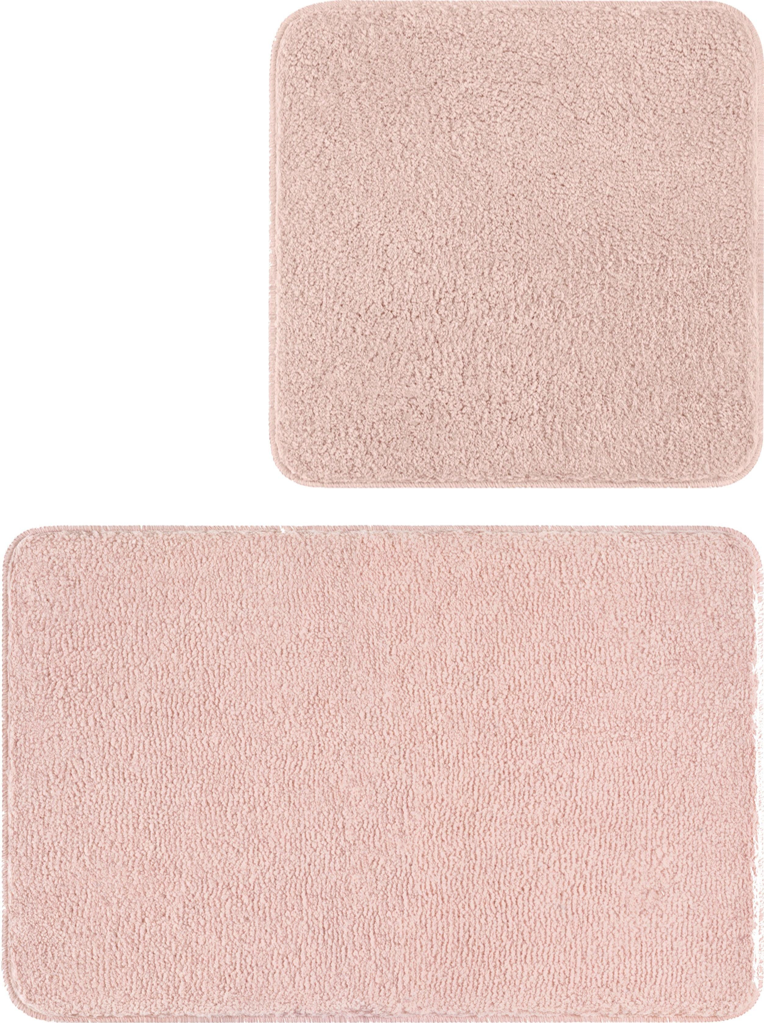 MEUSCH Badematte Sascha, Höhe 20 mm, rutschhemmend beschichtet, fußbodenheizungsgeeignet, Polyester, rechteckig, Badematte + WC-Vorleger, Badteppich, 2-teiliges Set - Badematte & WC-Vorleger, Uni-Farben