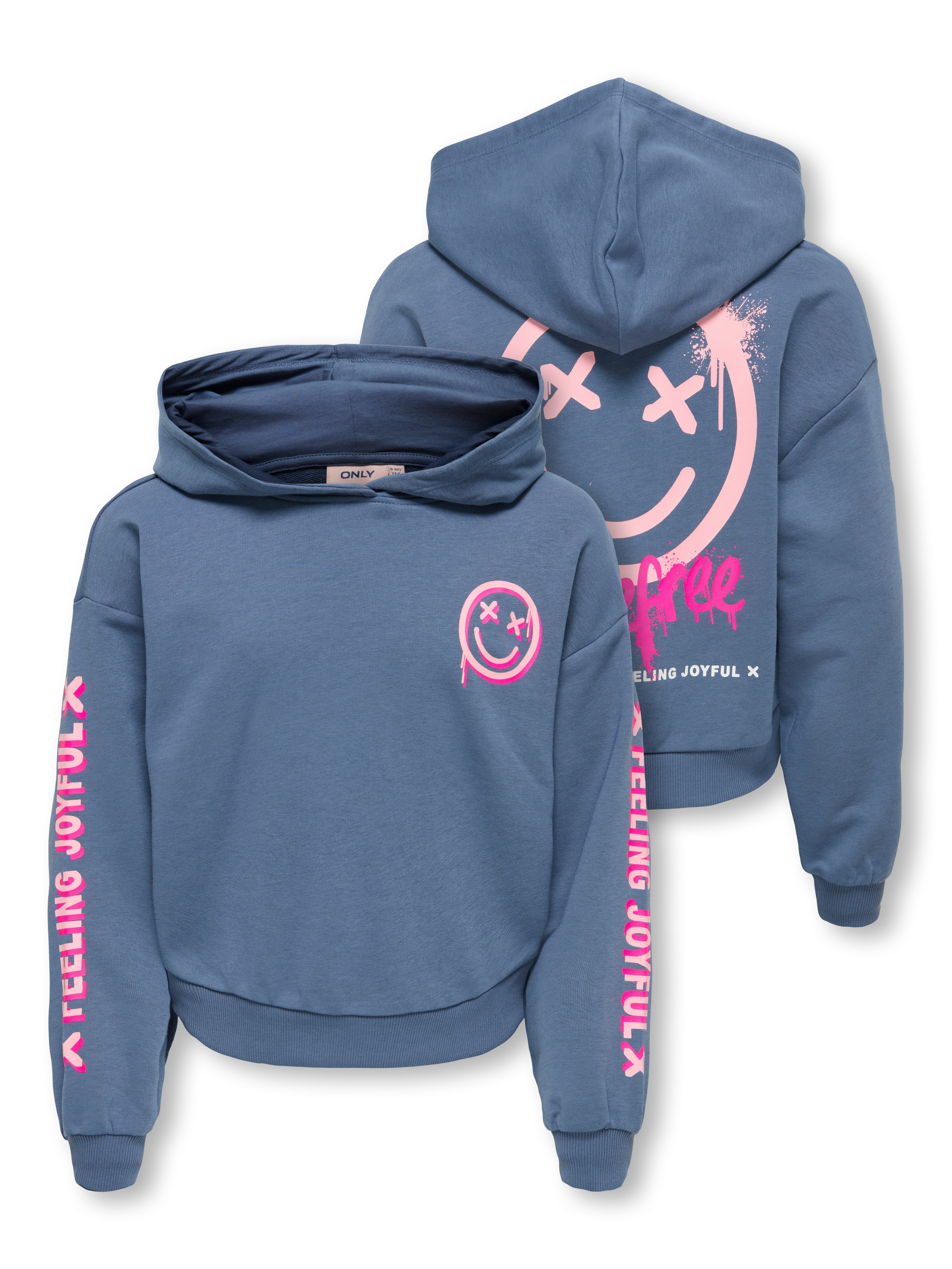 KIDS ONLY Kapuzensweatshirt KOGSMILE LIFE L/S HOOD UB SWT NOOS Baumwollmischung, loose fit