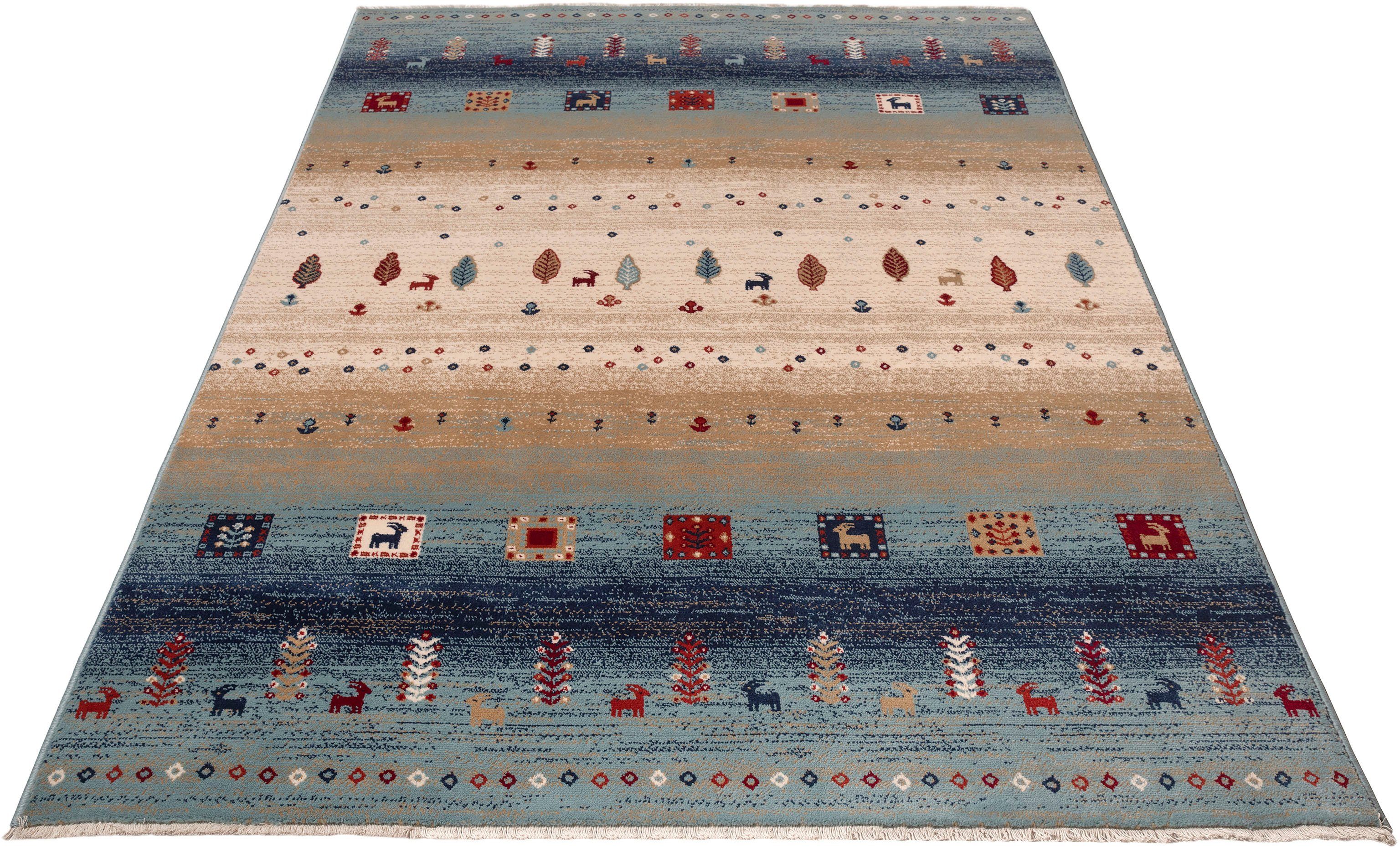 Teppich Mavie, Home affaire, rechteckig, Höhe: 10 mm, Berber-Optik, Orient-Optik, Kurzflor, Weich, Pflegeleicht, Elegant blue
