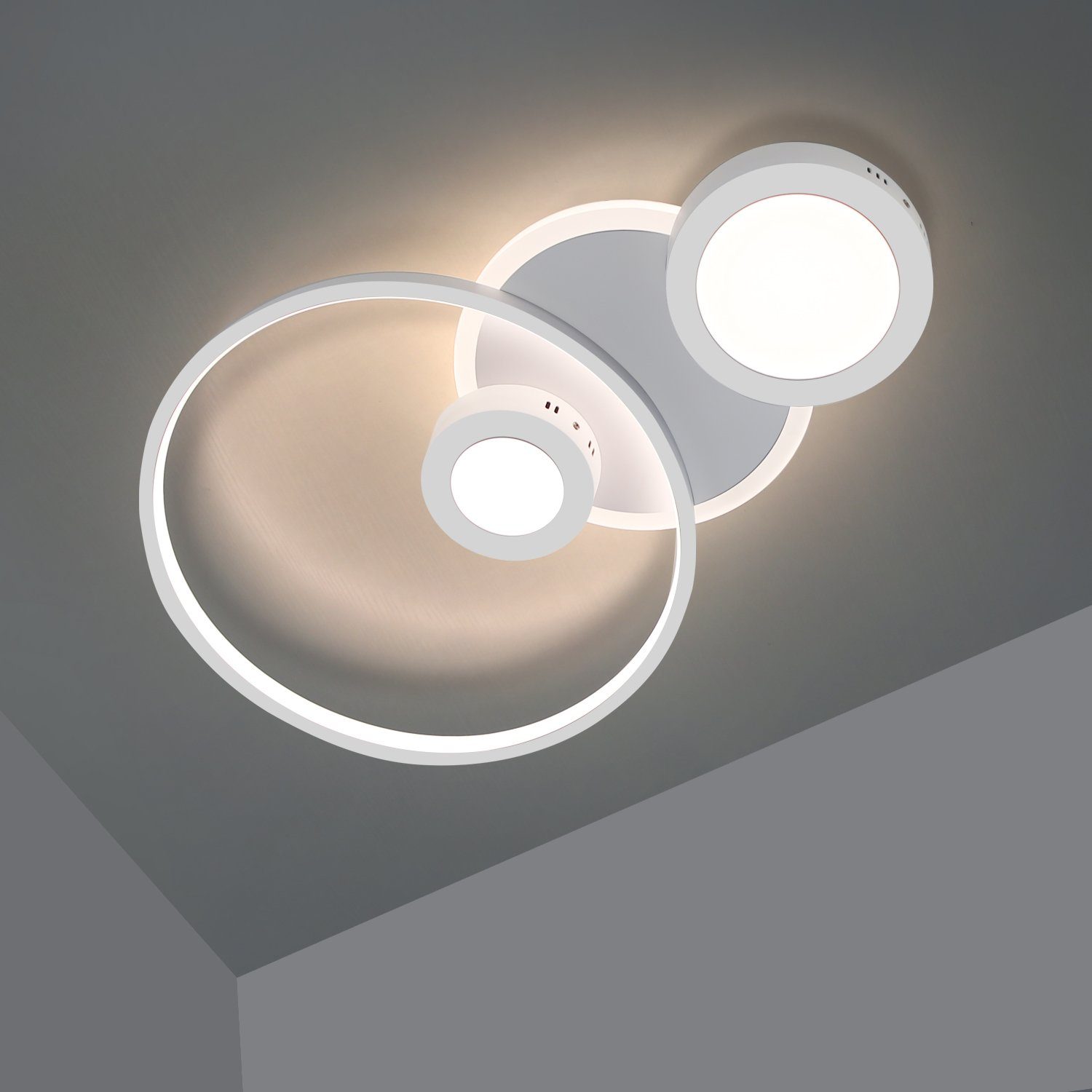 ZMH LED Deckenleuchte dimmbar 50W LED Milchstraße fest weiß, integriert, Ringoptik Dimmbar Design