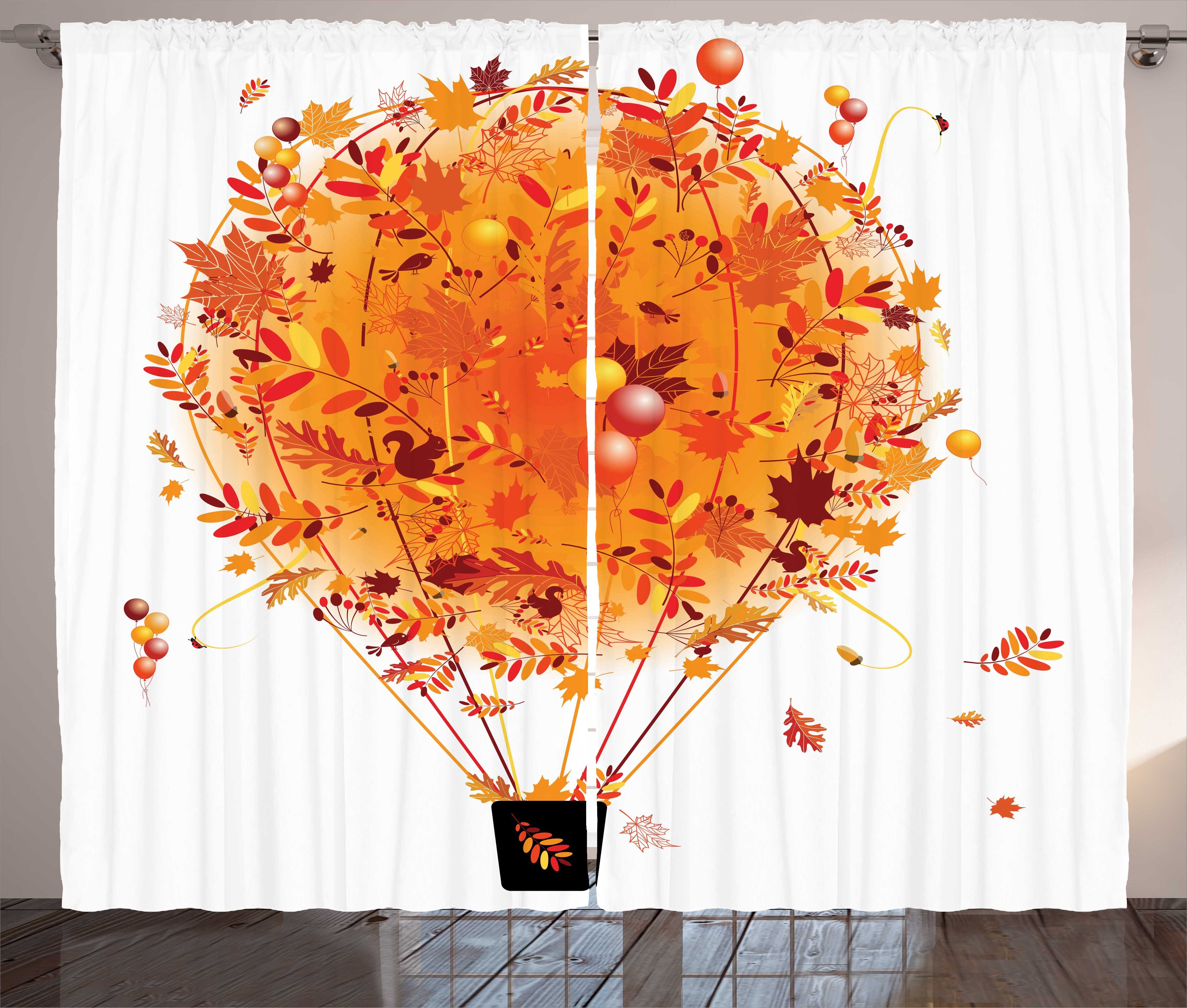 Gardine Schlafzimmer Kräuselband Vorhang mit Schlaufen und Haken, Abakuhaus, Fallen Herbst Konzept Luftballon