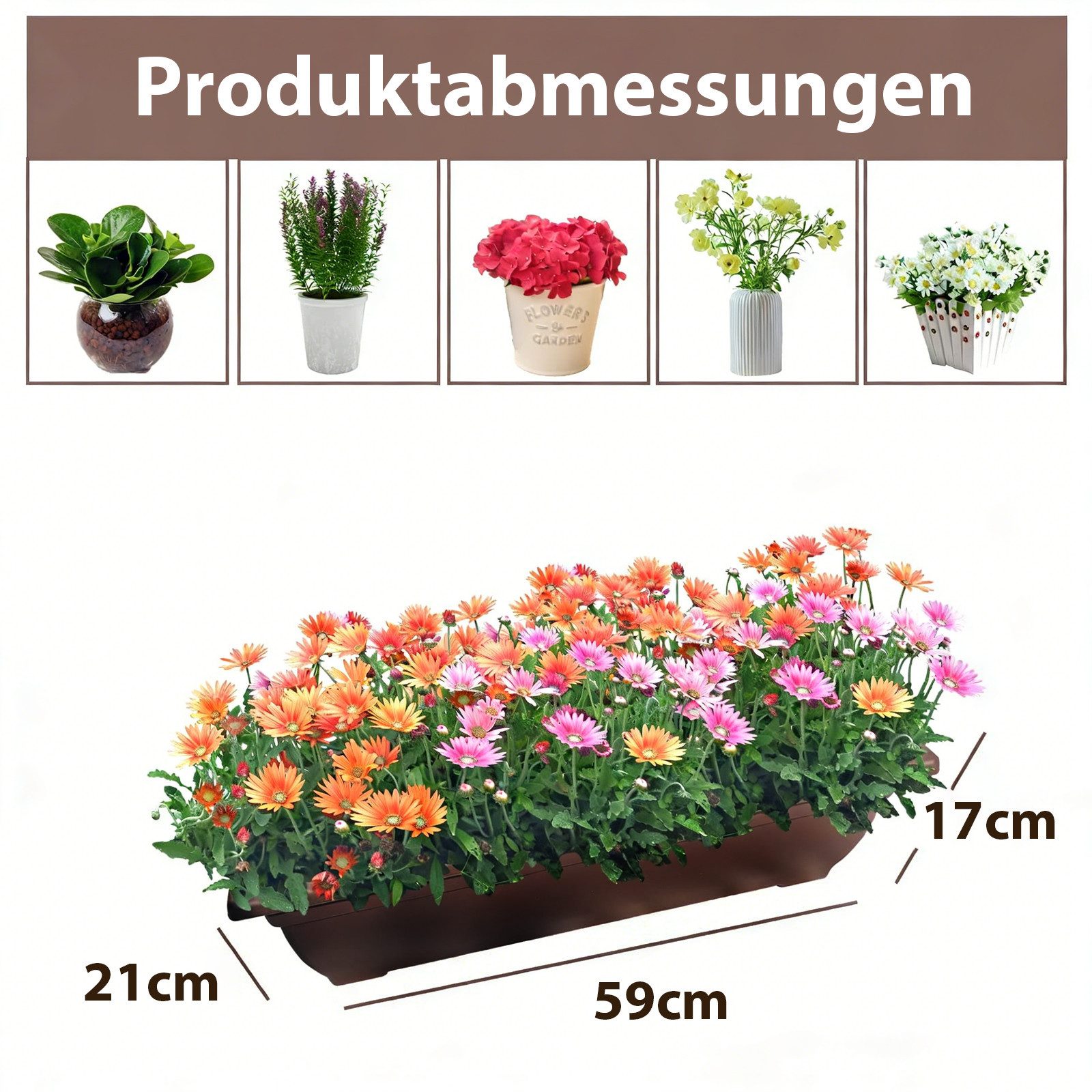 BIGTREE Hochbeet Balkon,Pflanzentreppe Vertikalbeet, Erdbeerrega mit 5 Etagen (5 St., mit rollen,Behälterboxen & Drainagelöchern B×T×H: 66cm×66cm×130cm)