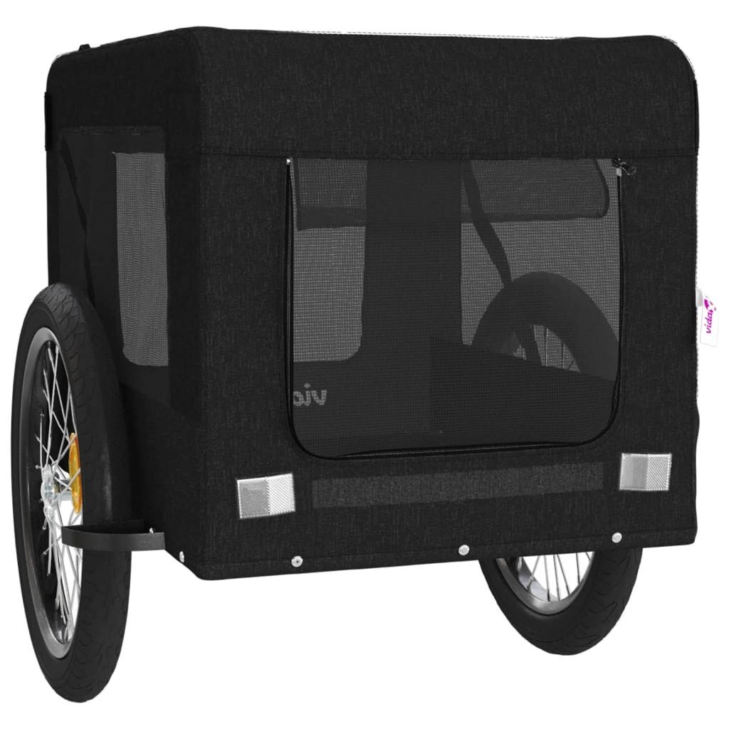 vidaXL Bicycle Dog Trailer 45 kg Bicycle Trailer Dogs Black Oxford Fabric Iron