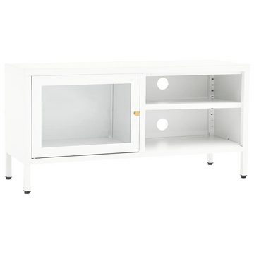 furnicato TV-Schrank Weiß 90x30x44 cm Stahl und Glas