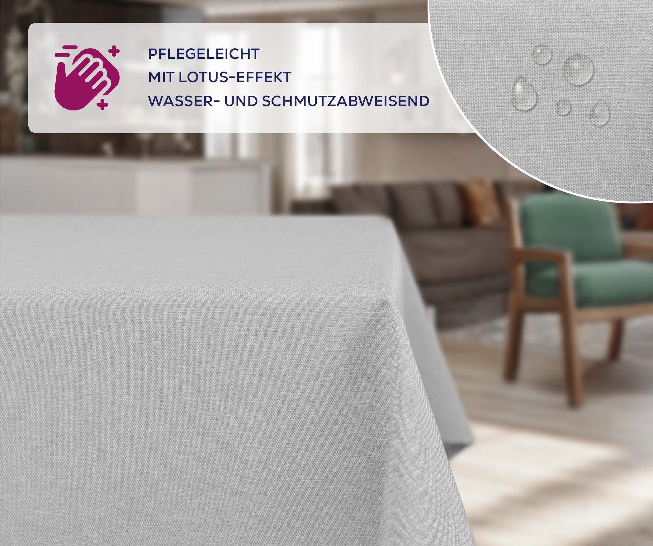 Beautex Tischdecke Fleckenabweisende bügelfreie Tischdecke mit Lotuseffekt, Leinenoptik (1-tlg)