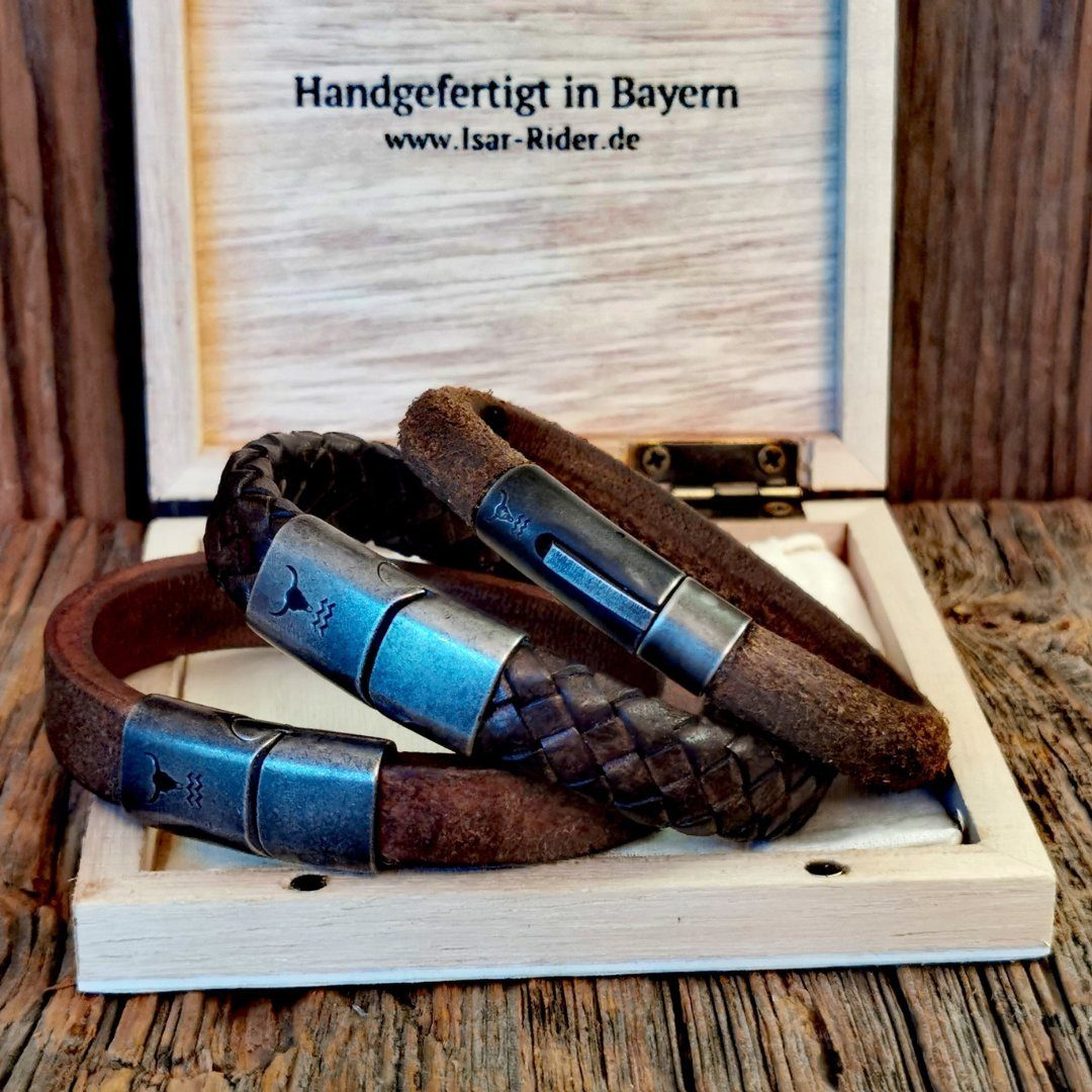 braun, vintage Lederarmband RIDER Handgefertigt in Bayern ISARRIDER