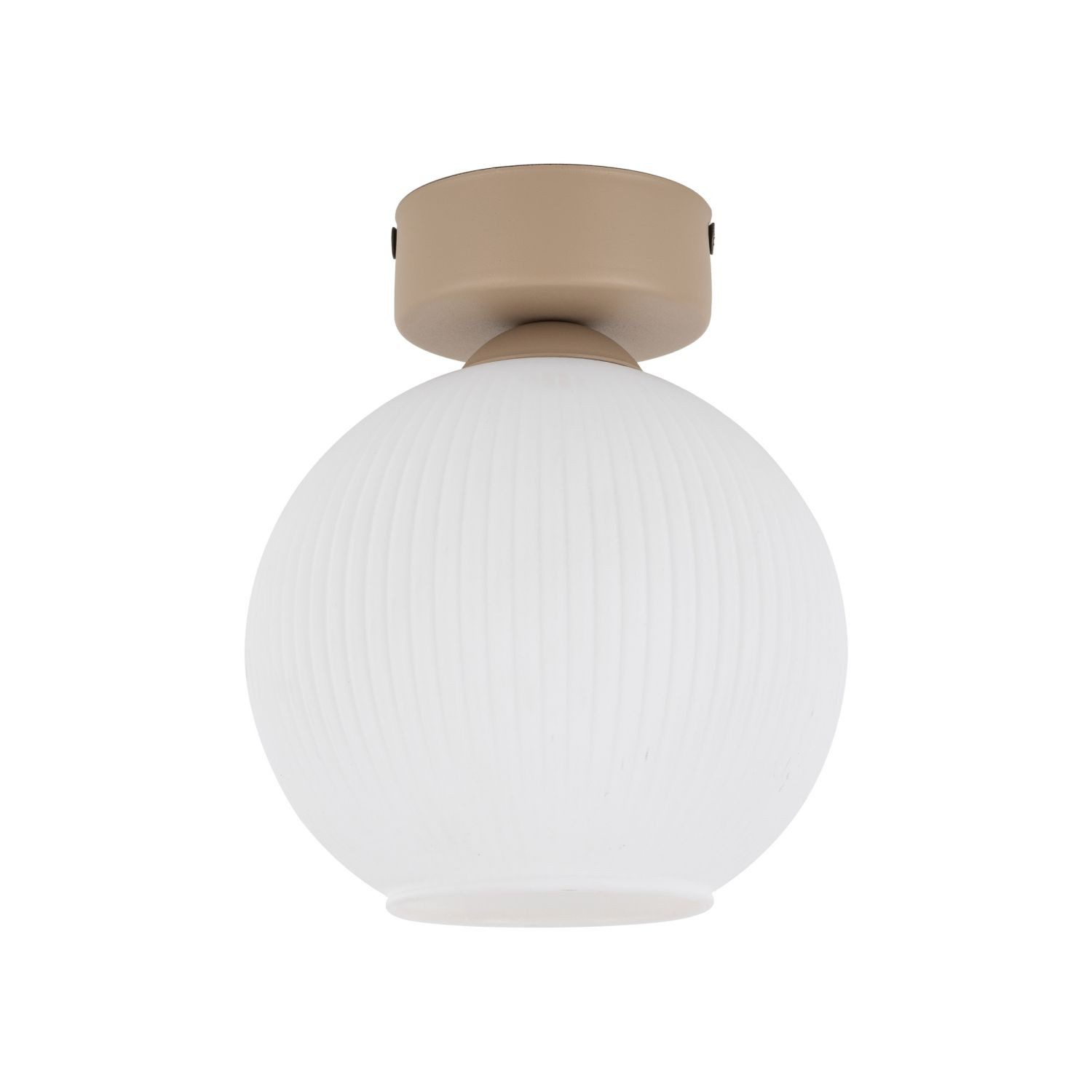 Licht-Erlebnisse Deckenleuchte FAVEL, ohne Leuchtmittel, Glas E14 D: 15 cm rund Beige Weiß Kugelschirm Modern