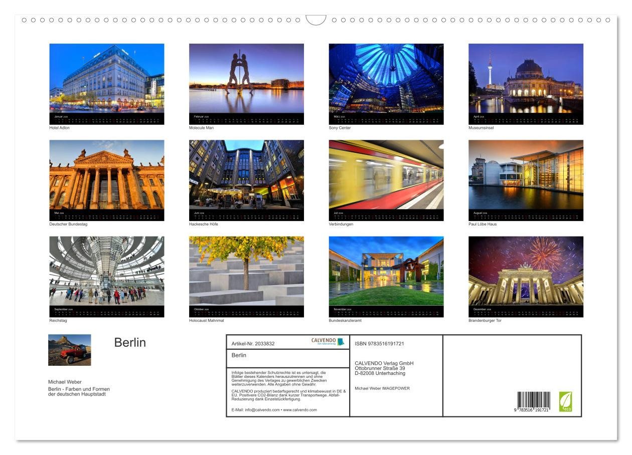 Thumbnail - CALVENDO Wandkalender Berlin (Wandkalender 2026 DIN A2 quer), CALVENDO Monatskalender
