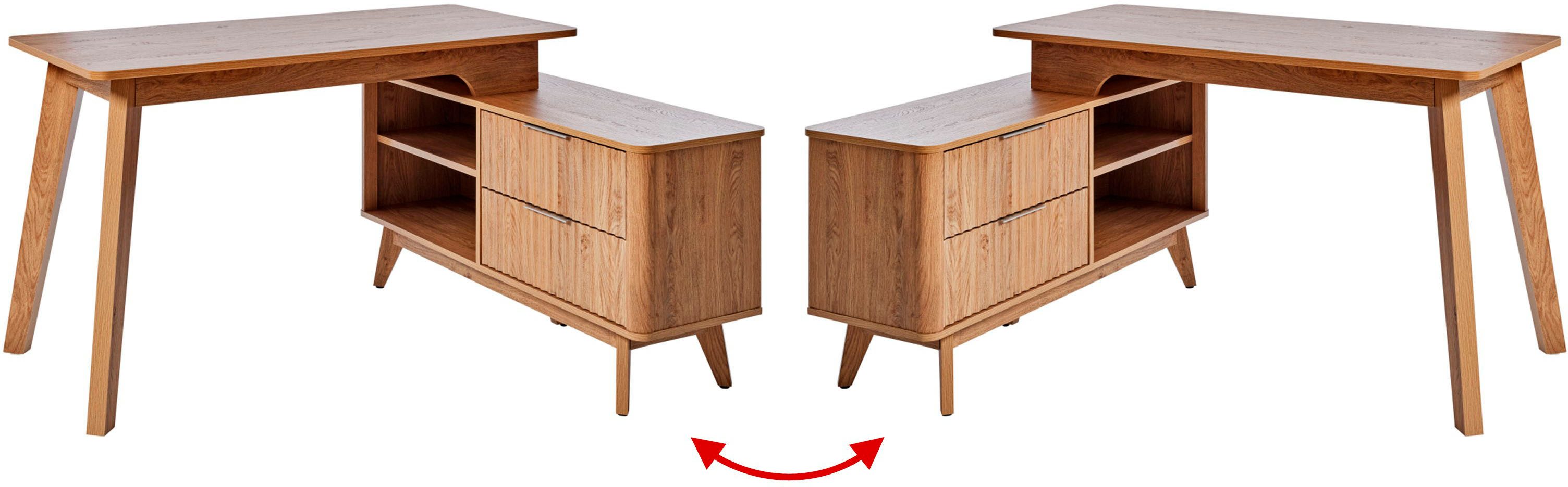 Jahnke Eckschreibtisch WAVE C 150 E (1-St), Eckschreibtisch, Fronten in Wellendesign, wechselseitig montierbar