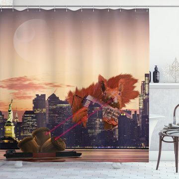 Abakuhaus Duschvorhang Moderner Digitaldruck mit 12 Haken auf Stoff Wasser Resistent Breite 175 cm, Höhe 180 cm, Tier Große Eichhörnchen-Karikatur NYC