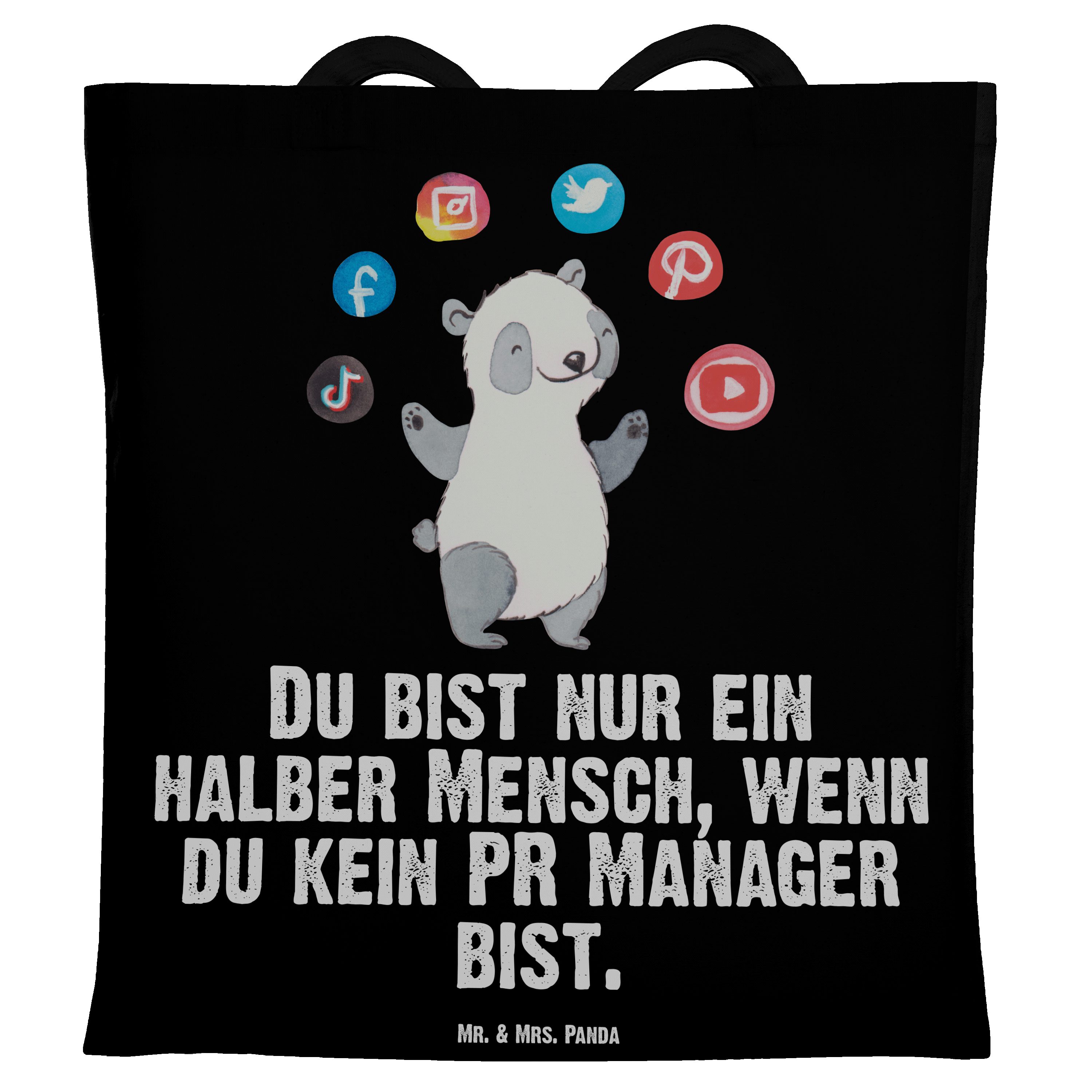 Geschenk, Arbeitskollege, Tragetasche Beu (1-tlg) Mrs. Schwarz Panda PR mit Herz - Manager Mr. - Beutel, &