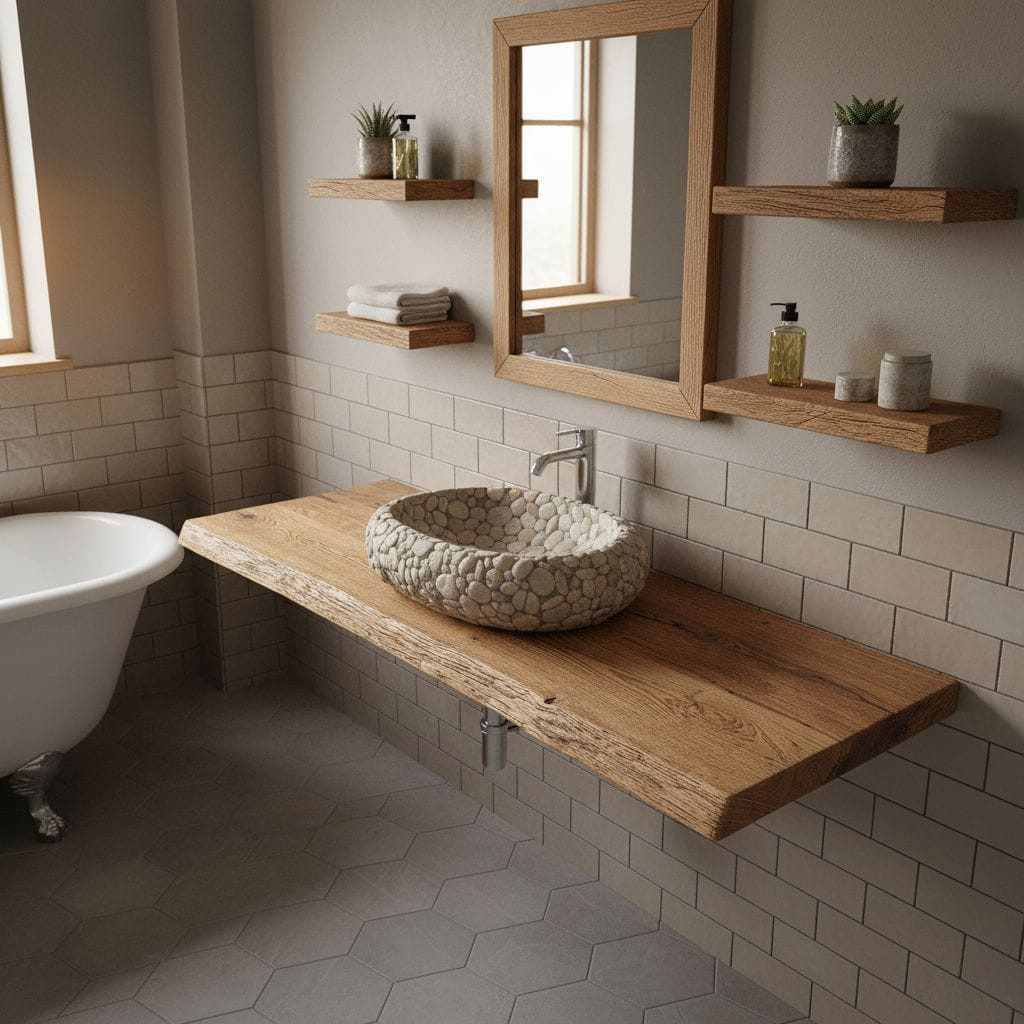 KEINerlei® Waschtischplatte Waschtischplatte Massive Eiche Alt Holz Hell günstig online kaufen