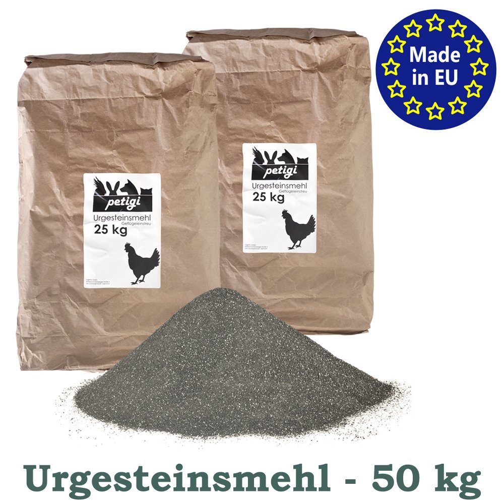 Petigi Badesand 5-100 kg Urgesteinsmehl Geflügeleinstreu Staubbad Sandbad Hühner Streu