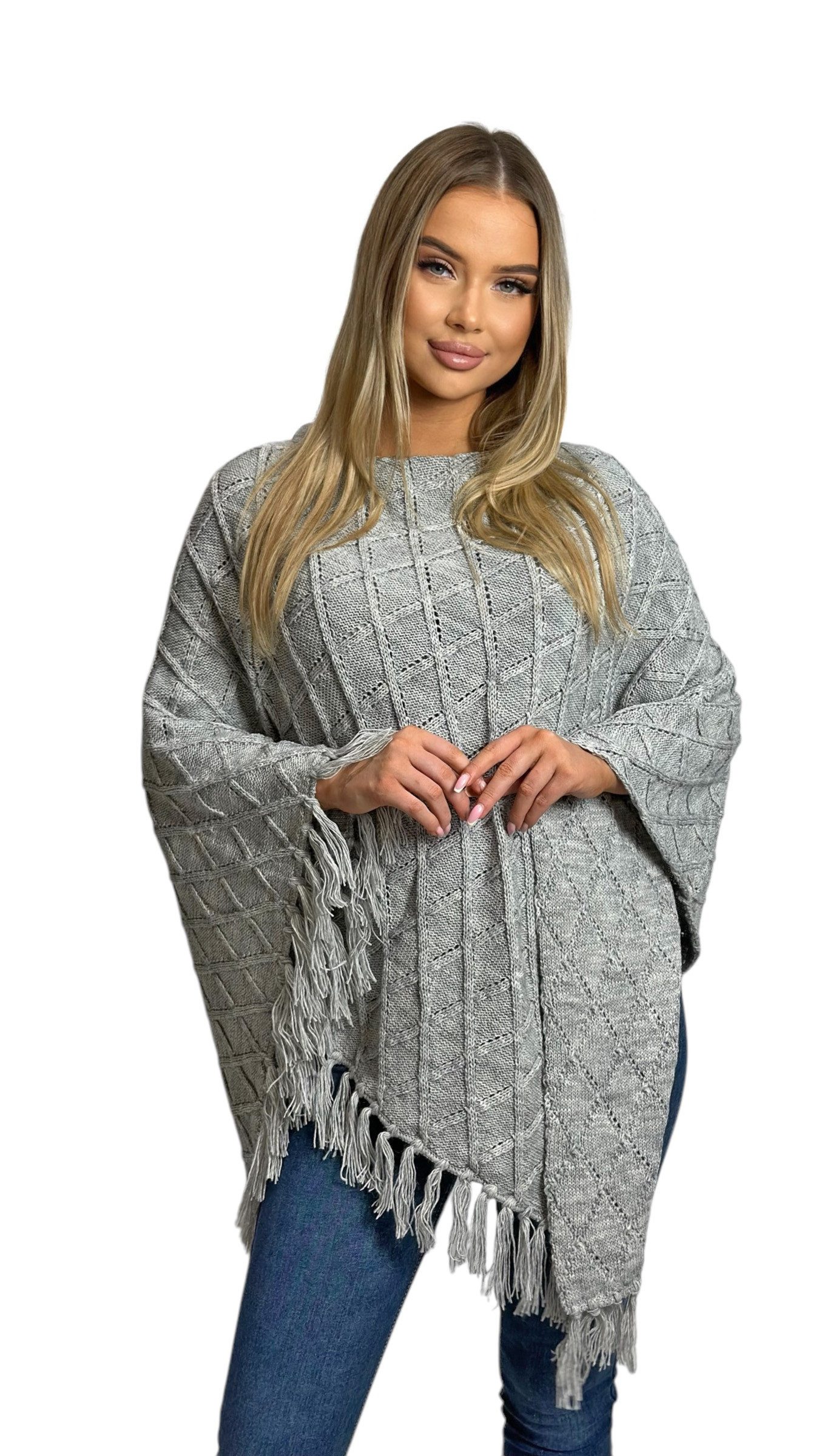 Mississhop Strickponcho Damen Poncho Cape Überwurf günstig online kaufen