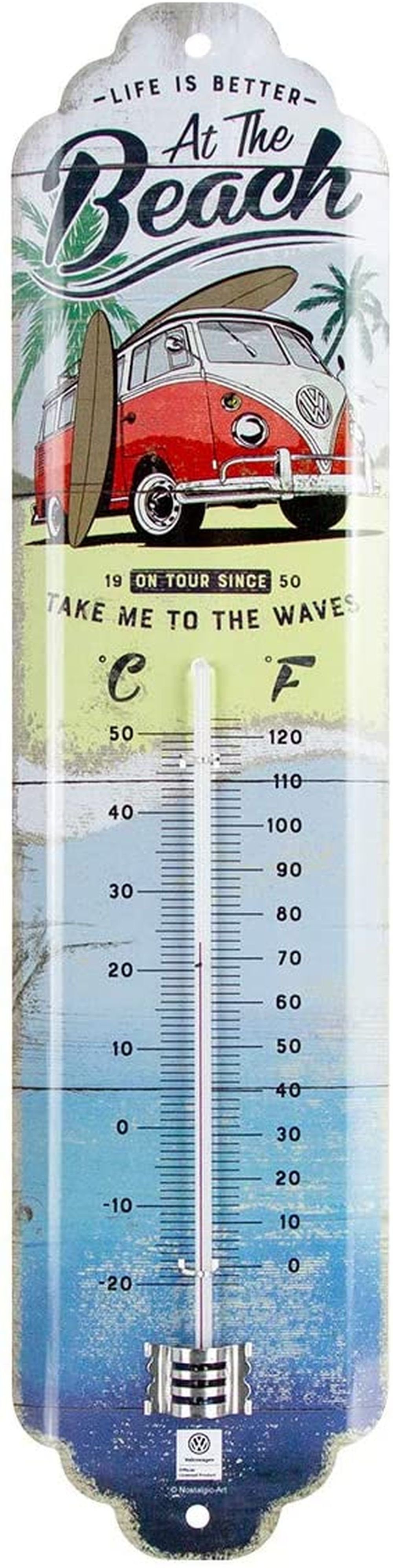 Nostalgic-Art Raumthermometer Retro Metall-Thermometer Innen Analog - VW Bulli Beach