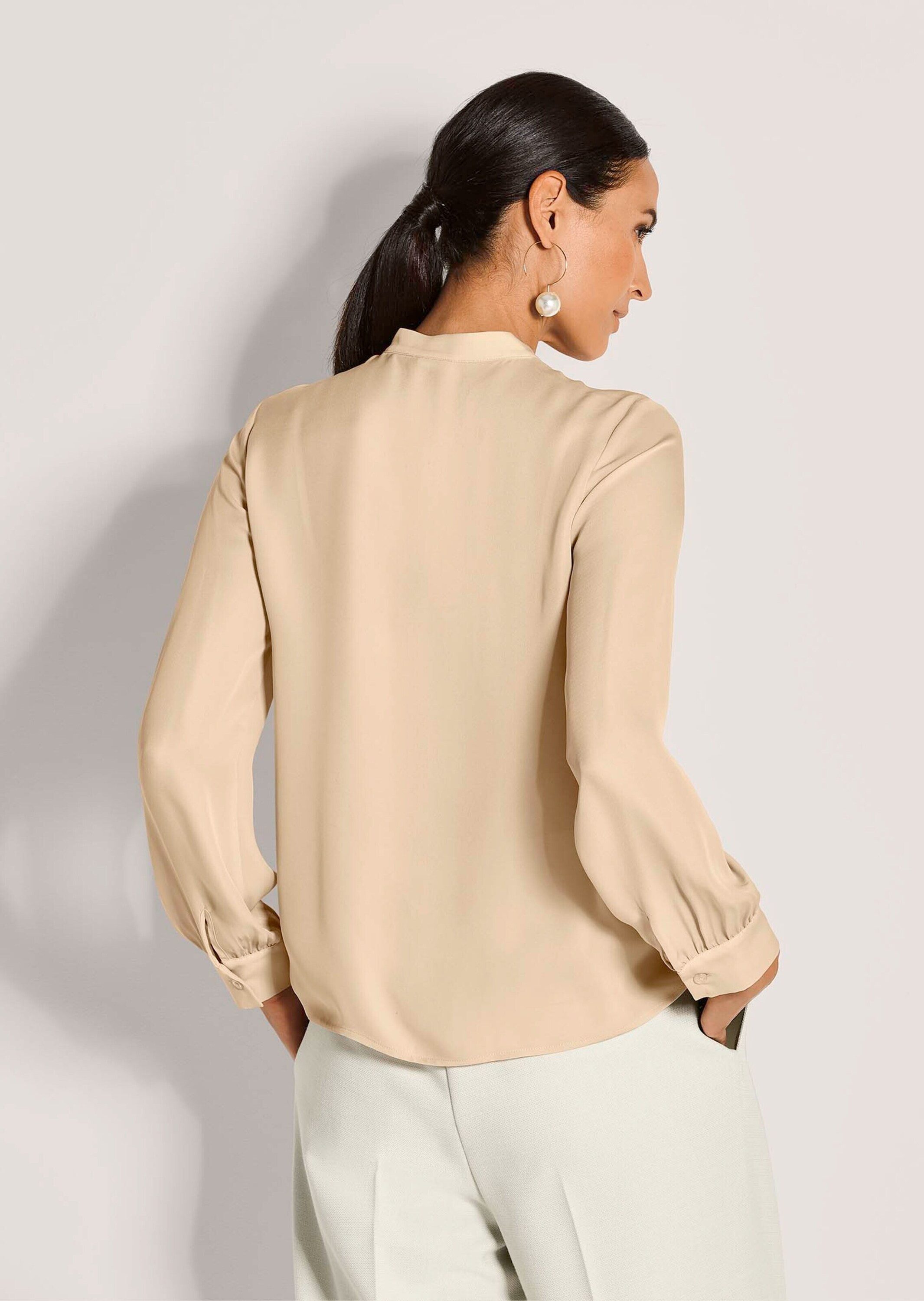 MADELEINE Langarmbluse Elegante Bluse mit Rüschen Mit Stehkragen, Knopfleiste und langen Ärmeln