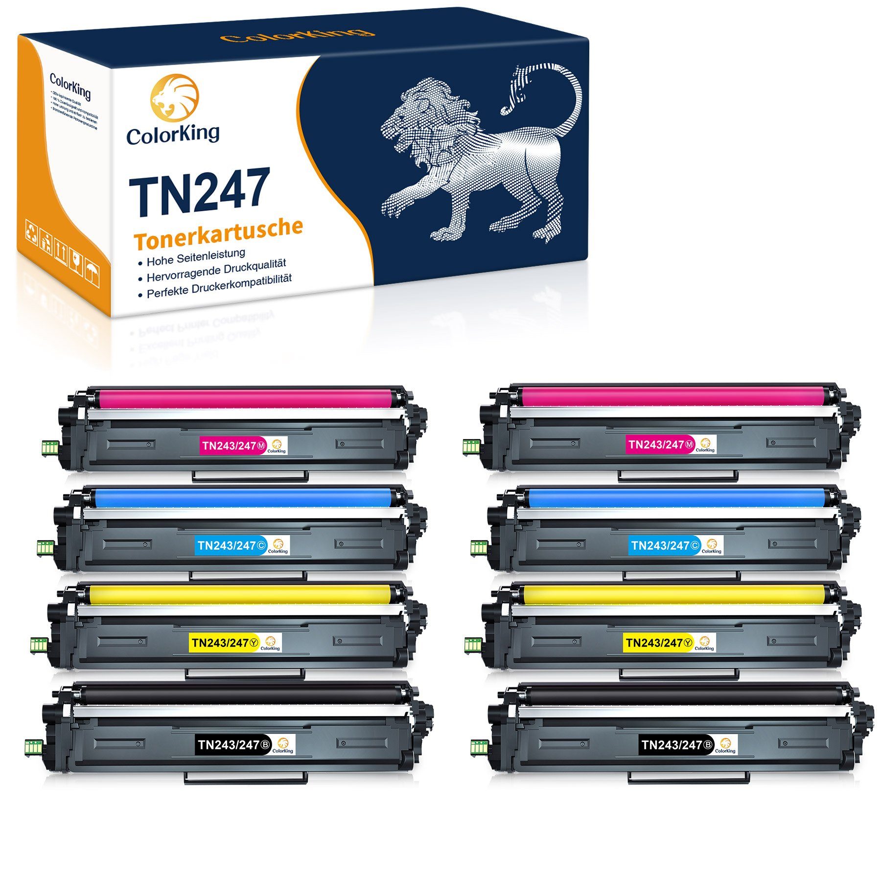 ColorKing Tonerpatrone für Brother TN247 TN 243 DCP-L3510CDW HL-L3230CDW, (TN 243cmyk MFC L3770CDW HL L3210CW)