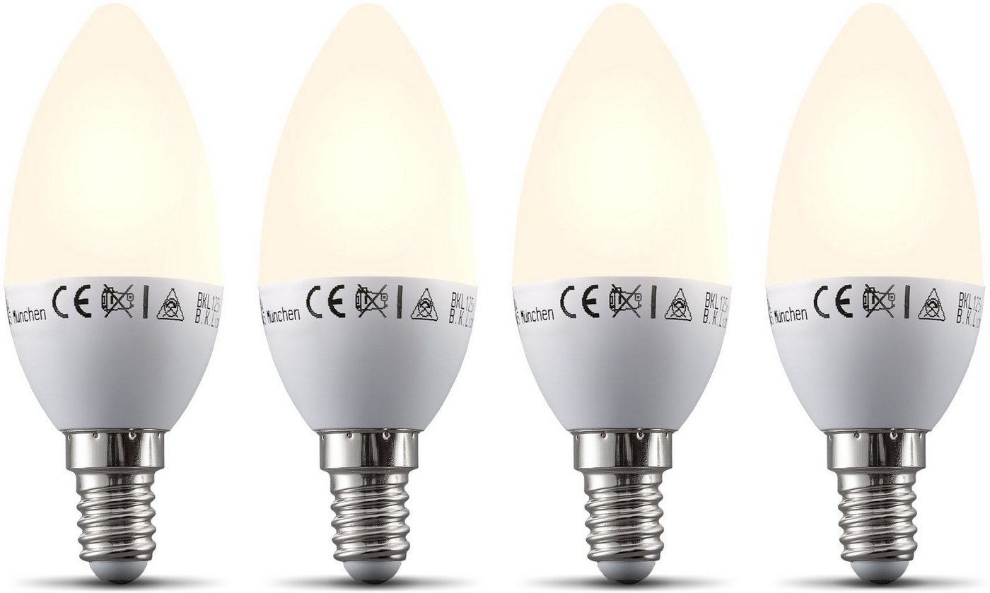 B.K.Licht LED-Leuchtmittel, E14, 4 Stück, Warmweiß, Smart Home LED-Lampe RGB WiFi App-Steuerung dimmbar Glühbirne 5,5W 470 Lumen-HomeTrends