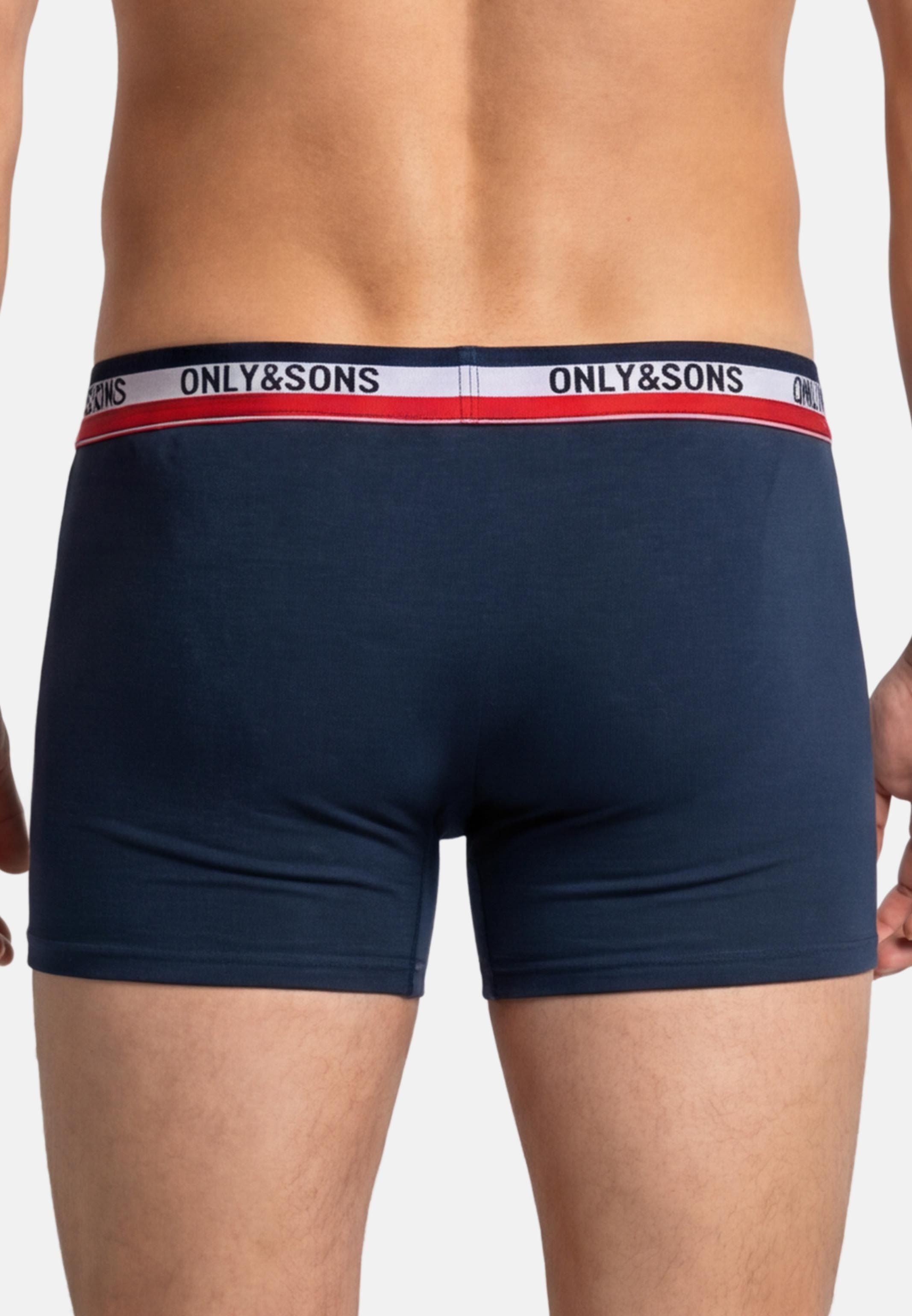 ONLY & SONS Retro Boxer 6er Pack ONSFITZ SOLID BOXER (Spar-Set, 6-St) Long Short / Pant - Baumwolle - ohne Eingriff - Atmungsaktiv