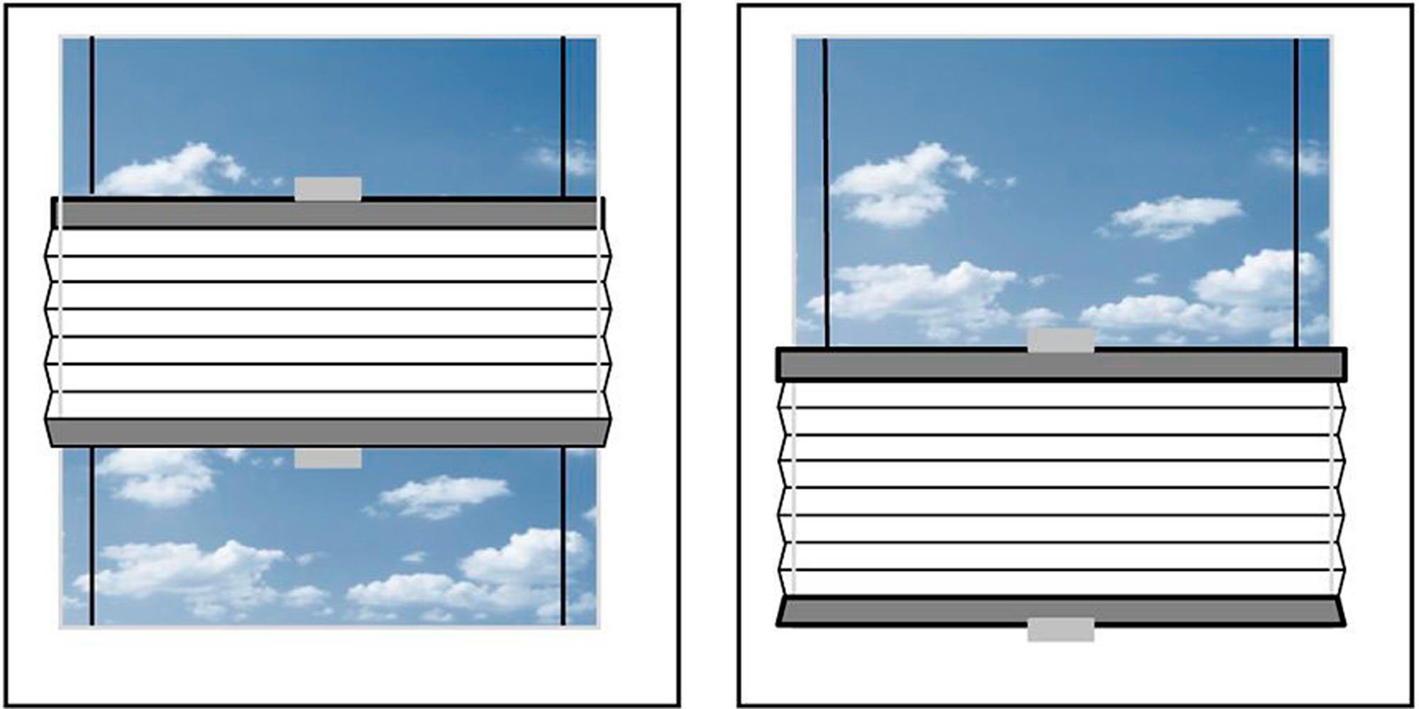 Tageslicht, ohne sunlines, Bohren, Lichtschutz, Wabe natur Klemmfix, Budget verspannt, Wabenplissee Klemmfix, glatt