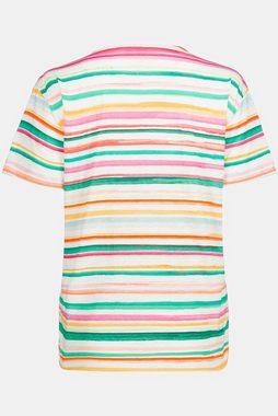Gina Laura Rundhalsshirt T-Shirt Ringel Oversized Ringel Rundhals 3/4-Arm