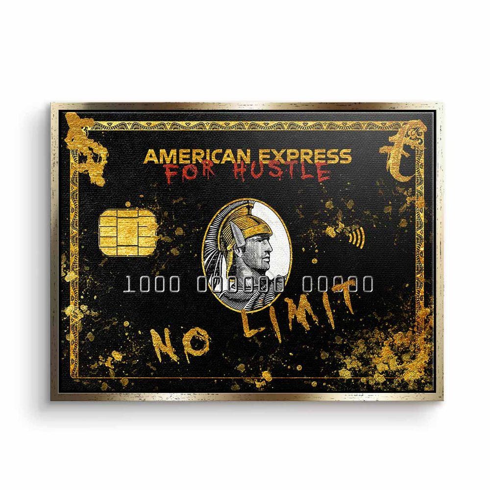 DOTCOMCANVAS® Leinwandbild American Express Hustler, American Leinwandbild schwarz gold Rahmen Express Rahmen premium silberner mit Hustler
