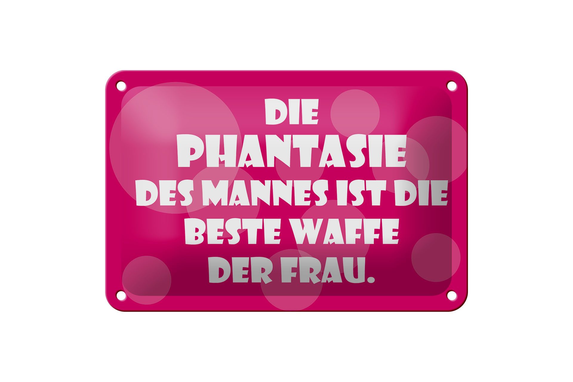 Femer GmbH Metallschild Spruch 18x12cm Beste Waffe der Frau, (1 St), gewölbte Oberfläche, abgerundete Ecken, umgeschlagene Kanten