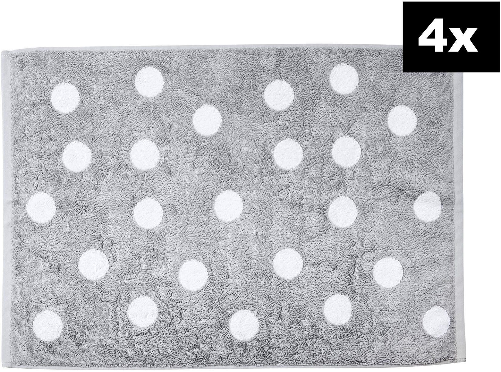 done.® Badematte DAILY SHAPES Dots 4er-Set, Höhe 5 mm, fußbodenheizungsgeeignet, Baumwolle, rechteckig, Badvorleger aus 100% Baumwolle, Jacquardgewebt