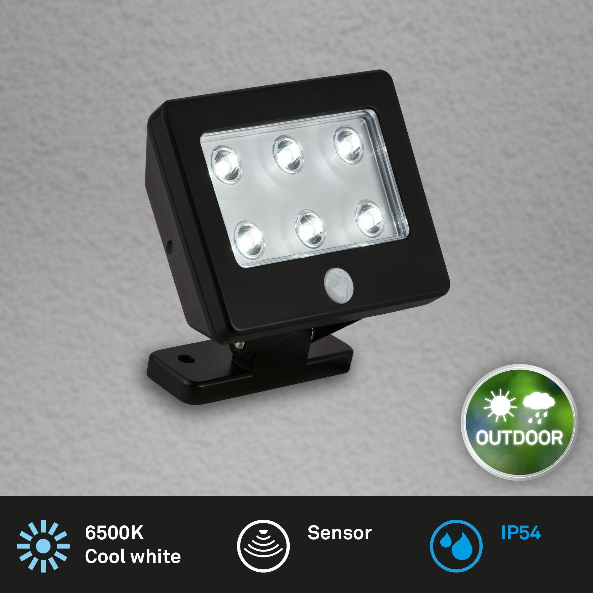 Briloner Leuchten Außen-Wandleuchte LED Außen-Wandlampe Extra-Warmweiß inkl. Sensor Batterie, LED fest integriert, 2700K - Extra - Warmweiß, inkl. Sensor, schwenkbar, Erfassungsbereich 3 m, Batterien