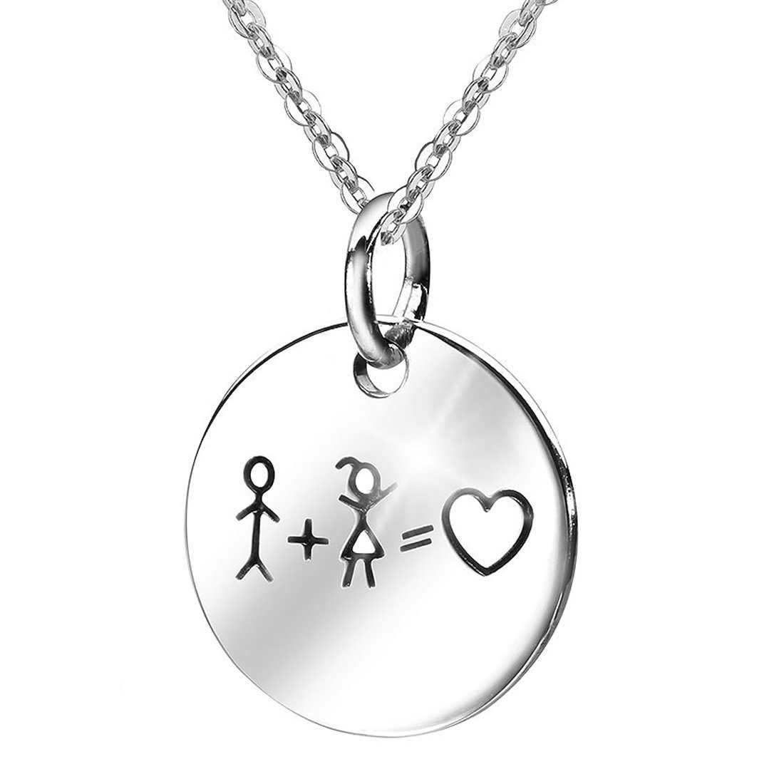 Materia Runder Anhänger Damen Kinder Anhänger mit Gravur Liebe Freundschaft KA-362, 925 Sterling Silber, rhodiniert