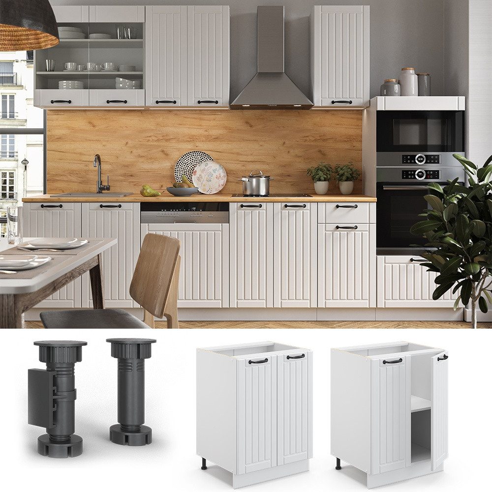 Vicco Unterschrank Fame-Line, Weiß Landhaus/Weiß, 60 cm ohne Arbeitsplatte (1-St) – Bild 4 von 5
