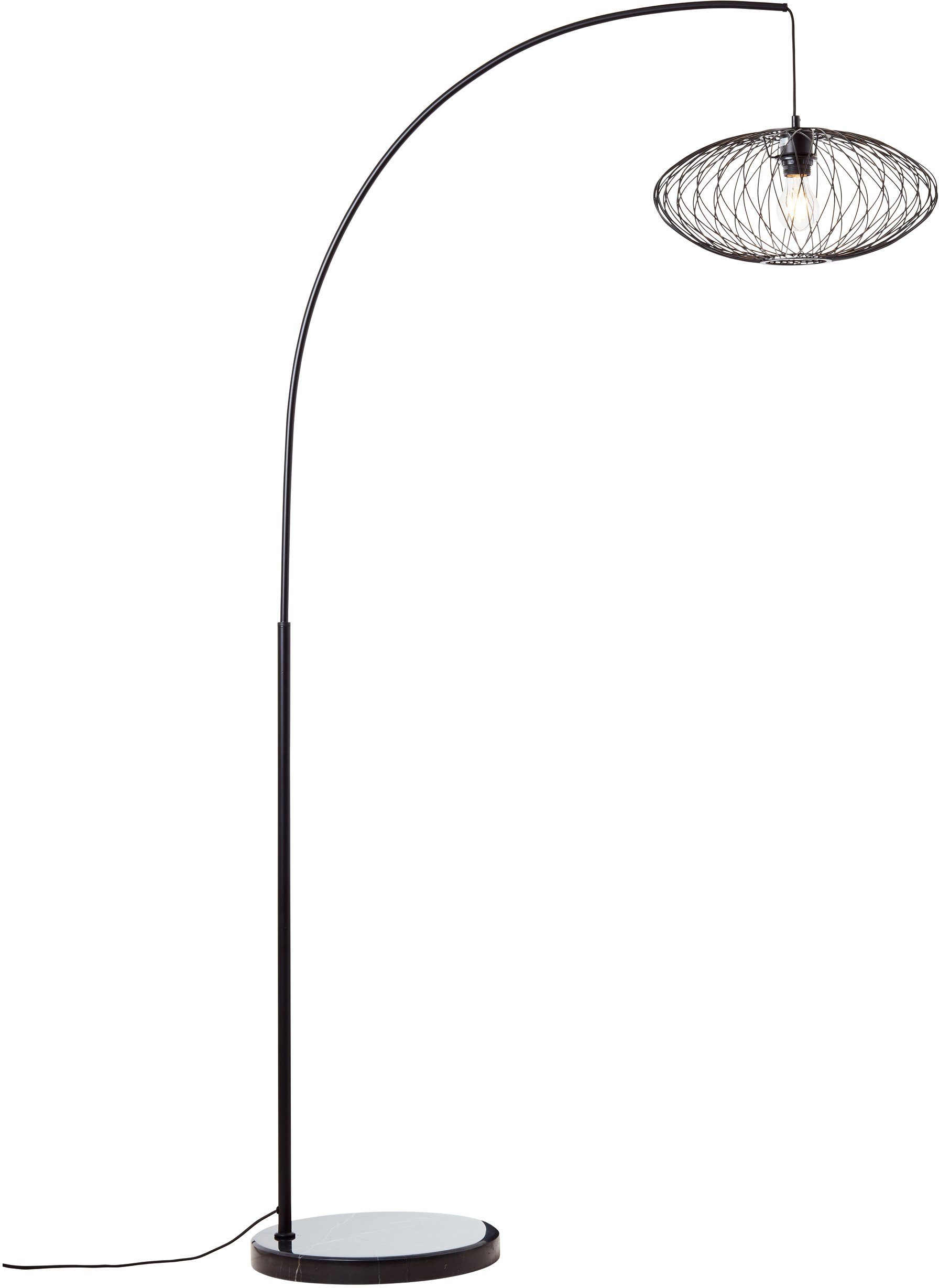 Brilliant Bogenlampe Norden, Höhe, Leuchtmittel, 175 schwarz mit Marmor-Fuß, Metall/Marmor, E27, cm matt ohne