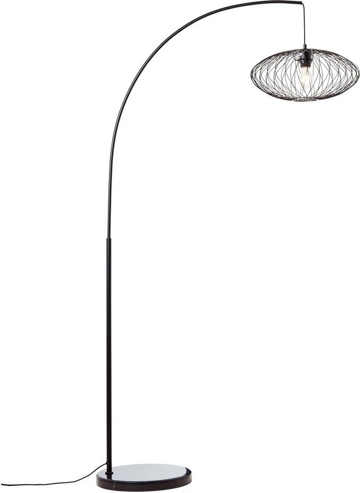 Brilliant Bogenlampe Norden, ohne Leuchtmittel, mit Marmor-Fuß, 175 cm  Höhe, E27, Metall/Marmor, matt schwarz