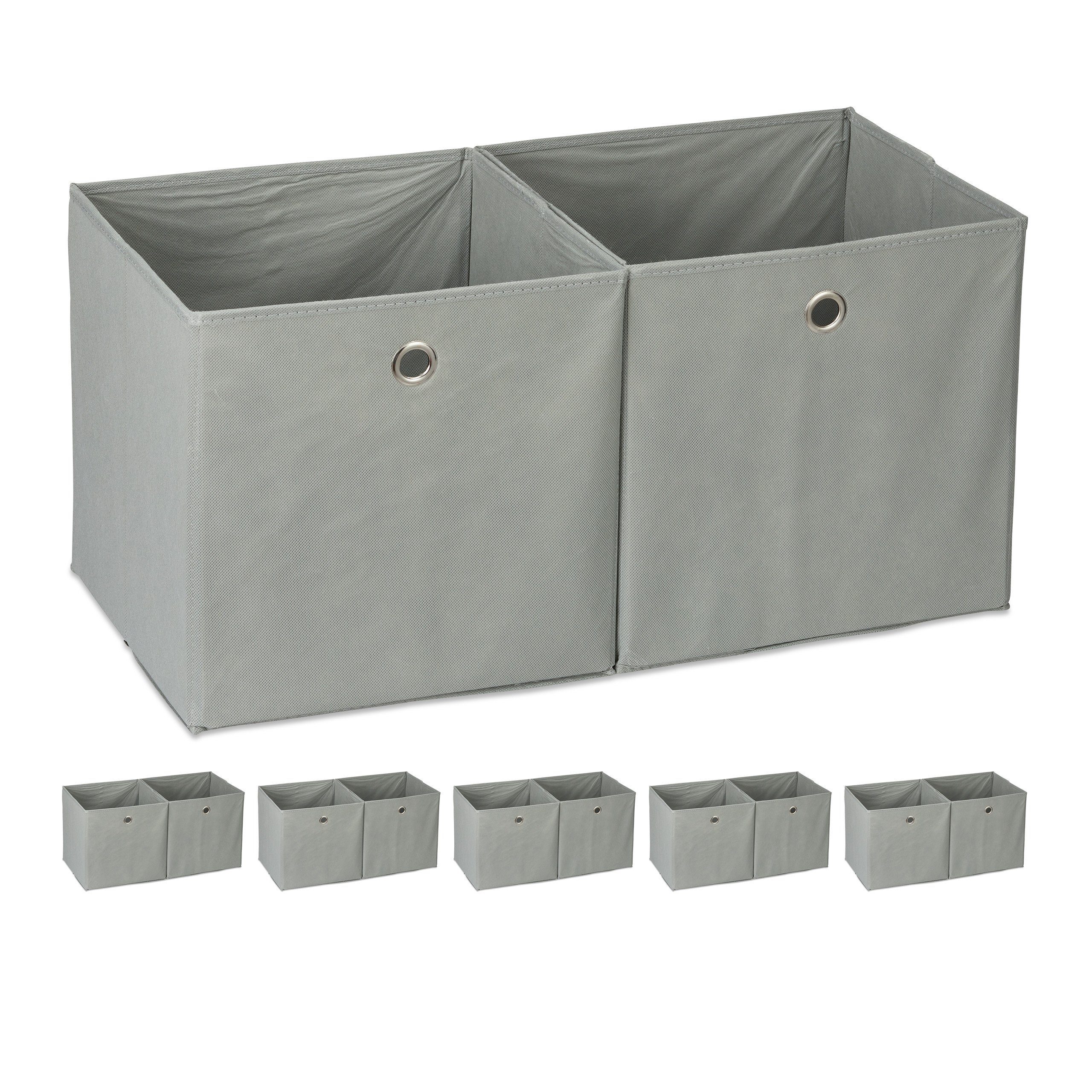 Aufbewahrungsbox 12 x Aufbewahrungsbox Stoff grau