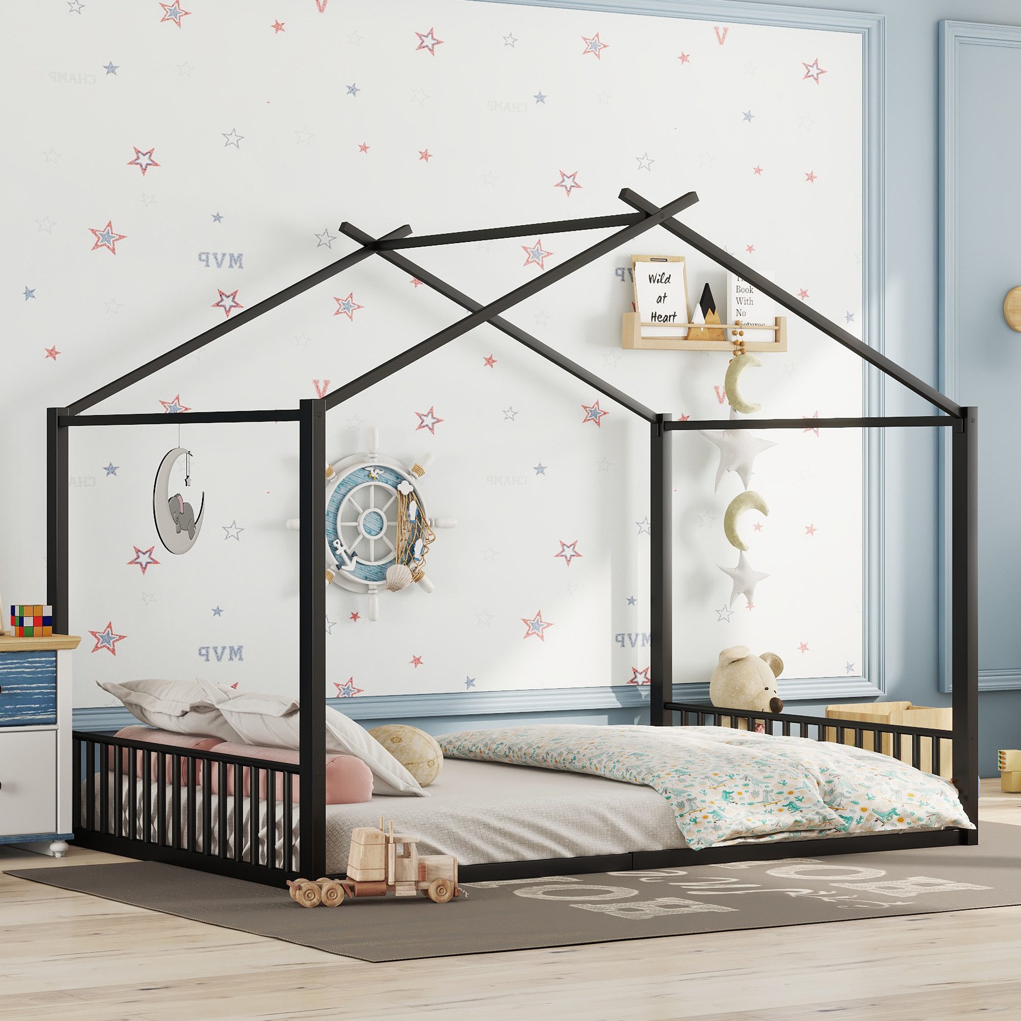 REDOM Metallbett Hausbett, Eisenrahmenbett Hausbett (140x200 günstig online kaufen