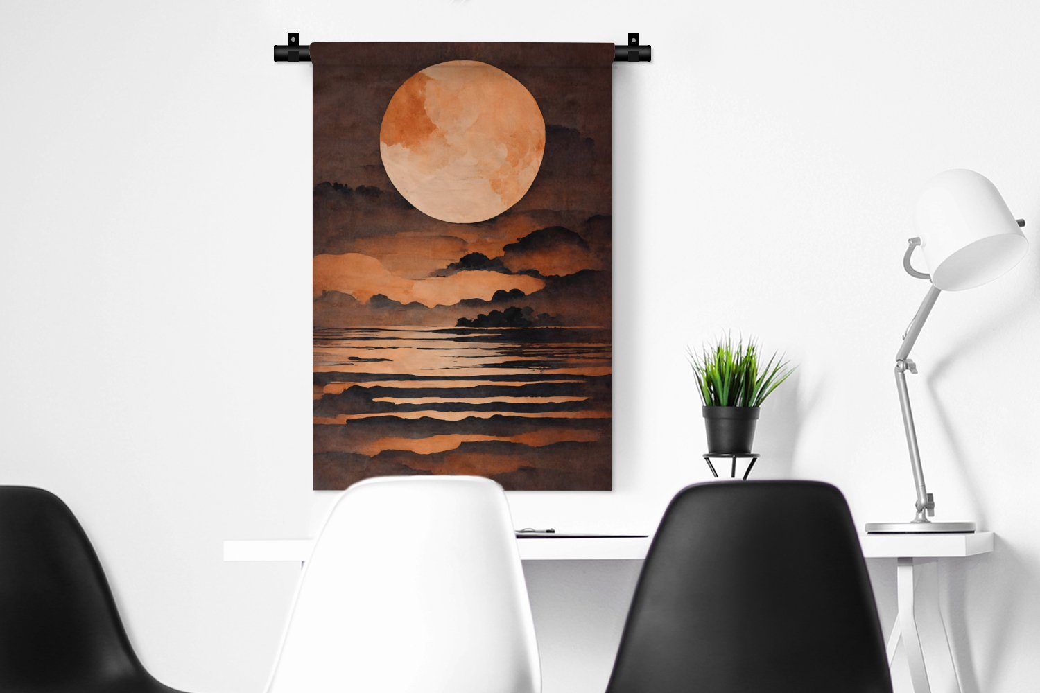 MuchoWow Wanddekoobjekt Mond - Pastell für Wandbehang, Schlafzimmer, Kinderzimmer Kleid, Wanddeko Wohnzimmer, Rot - Vintage, 