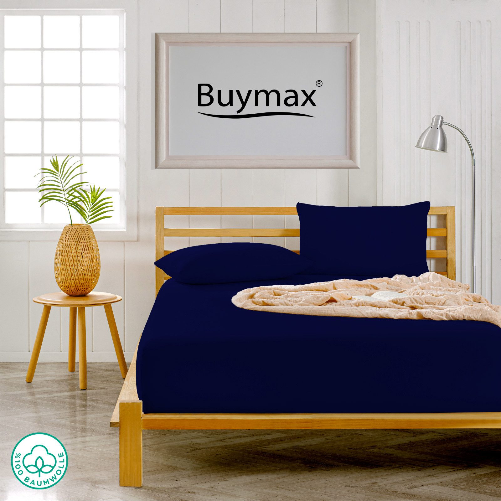 Buymax Kissenbezüge Kissenbezug 100% Baumwolle Premium Jersey, (2 Stück), Kissenhüllen, Reißverschluss, atmungsaktiv, unifarben, einfarbig