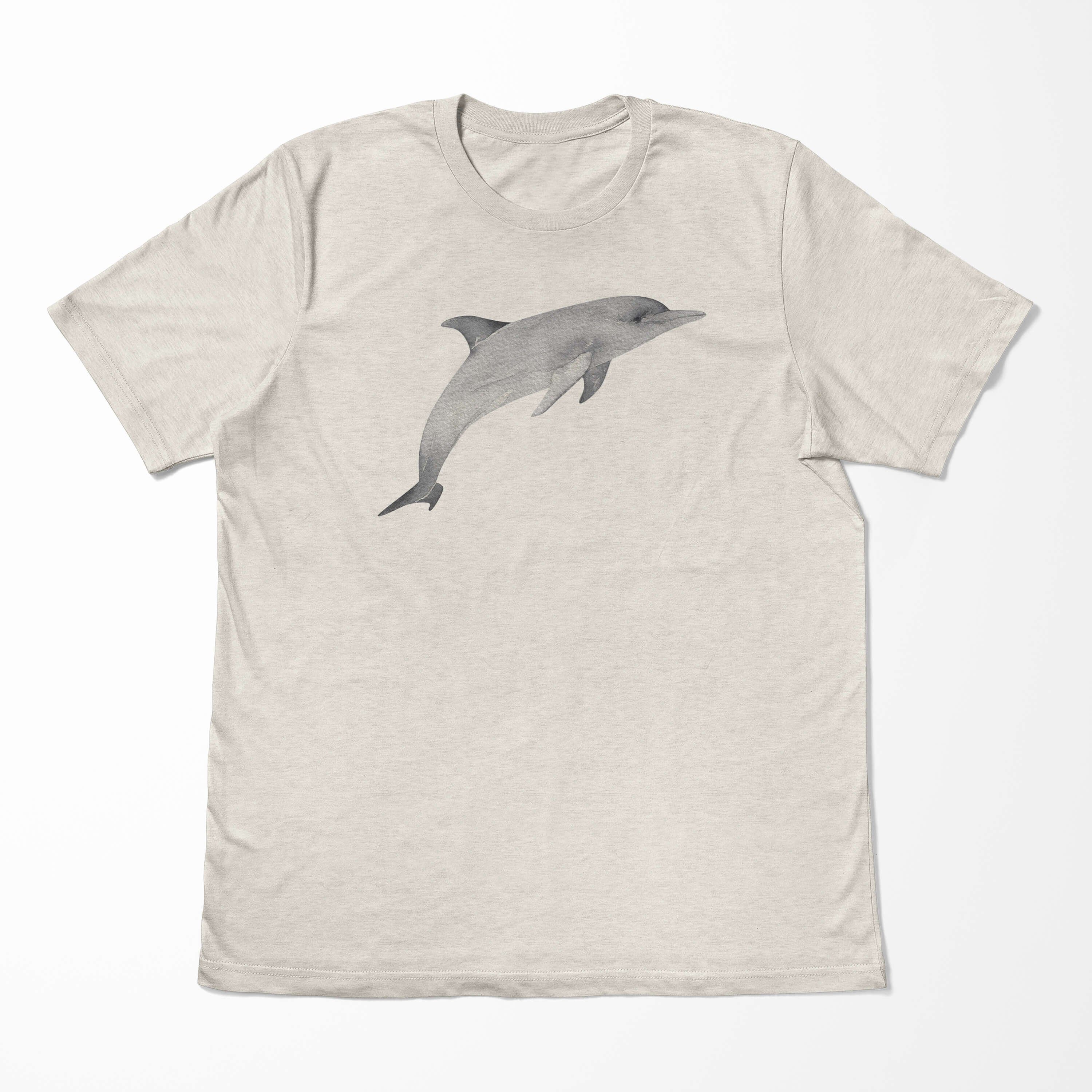 Sinus Delfin T-Shirt Ökomode gekämmte Motiv e (1-tlg) 100% Art T-Shirt aus Wasserfarben Nachhaltig Bio-Baumwolle Shirt Herren