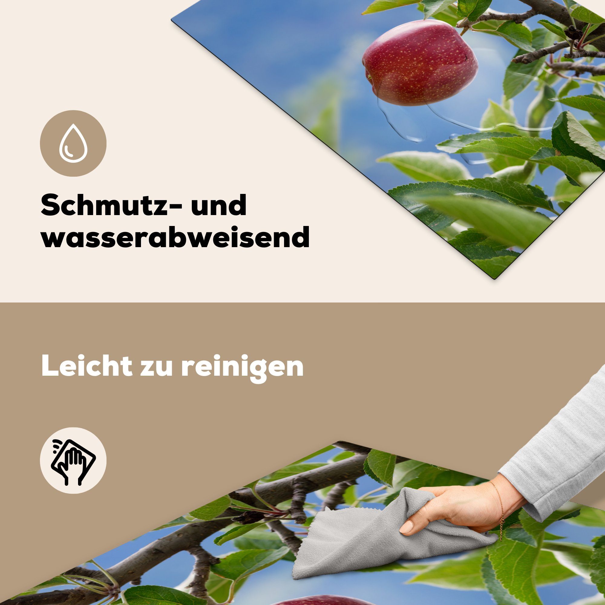 MuchoWow Herdblende-/Abdeckplatte Apfel - die - Ceranfeldabdeckung Schutz 81x52 (1 Vinyl, für Obst Induktionskochfeld cm, tlg), Baum, küche